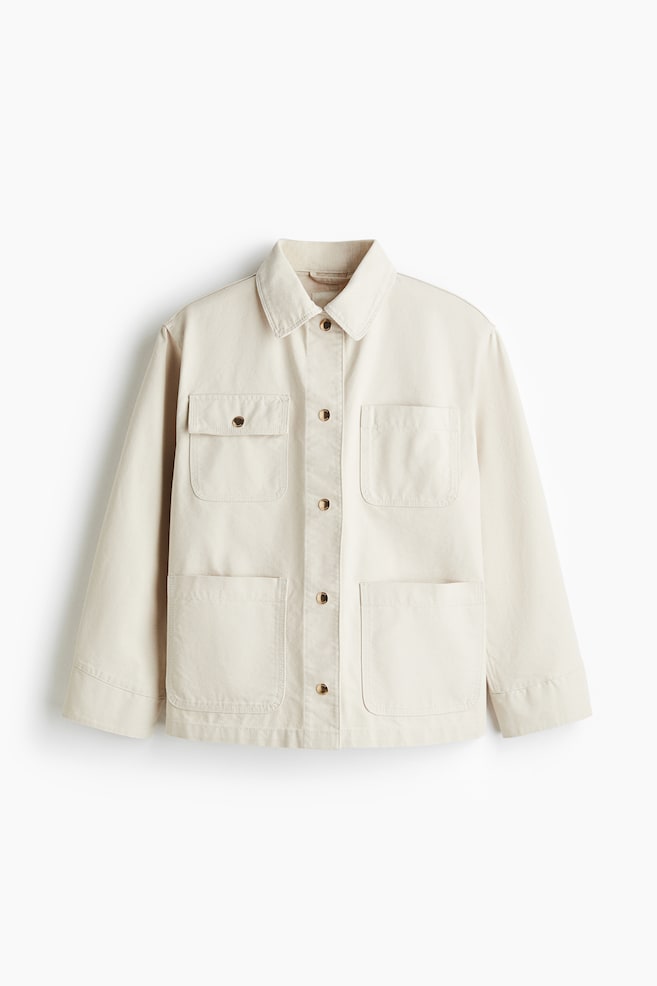 Corduroy-collar jacket - Light beige - 1