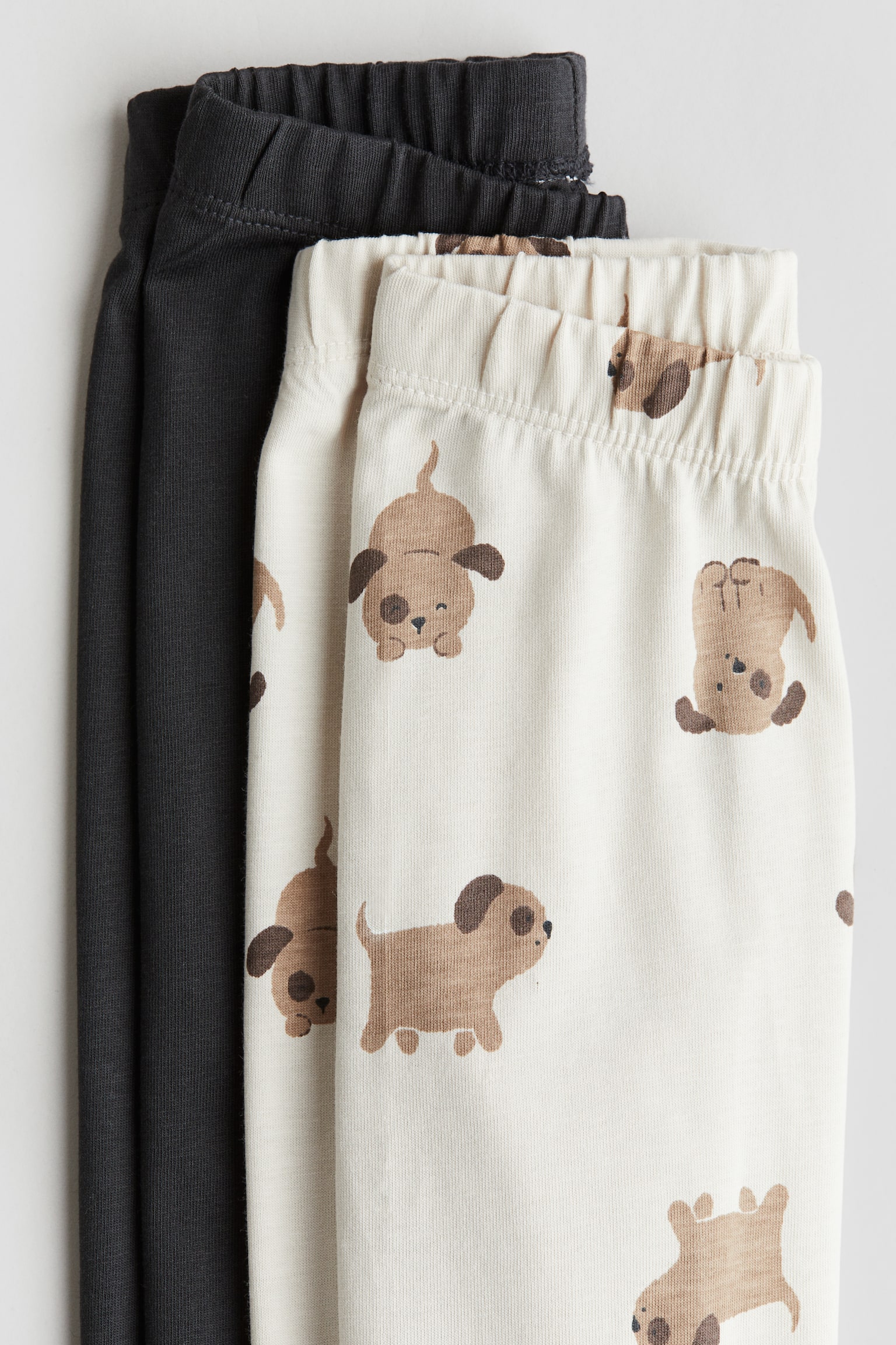 2-pack printed cotton pyjamas - Dark grey/Dogs/Light dusty green/Animals/White/Deer fawns/Light beige/Patterned - 3