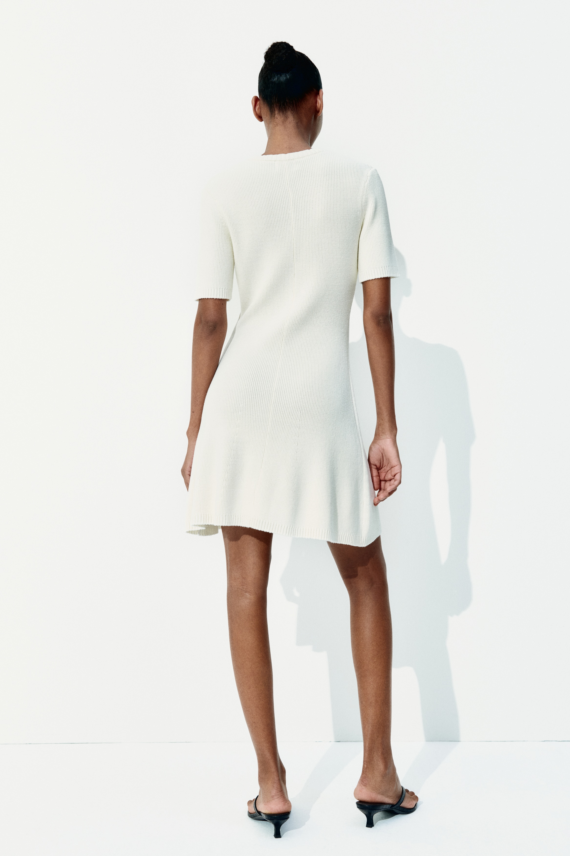 Rib-knit button-front dress