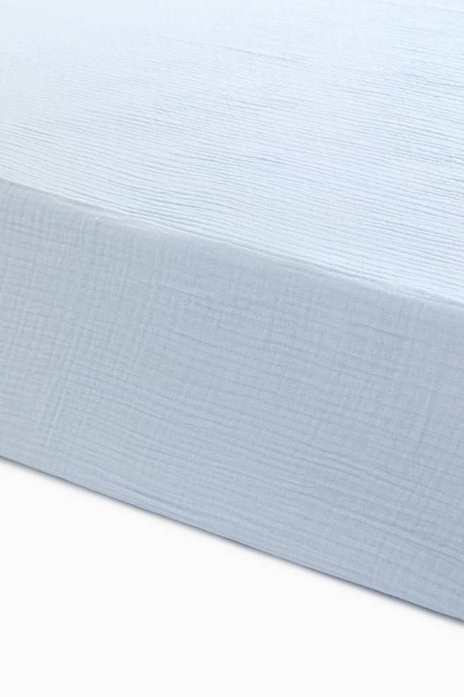 Muslin cot fitted sheet - Light blue/White/Light beige/Beige - 1