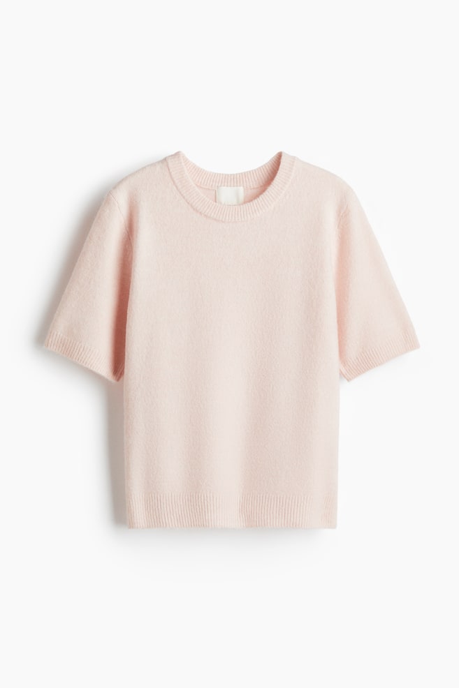 Fine-knit Sweater - Powder pink/Dark brown - 1