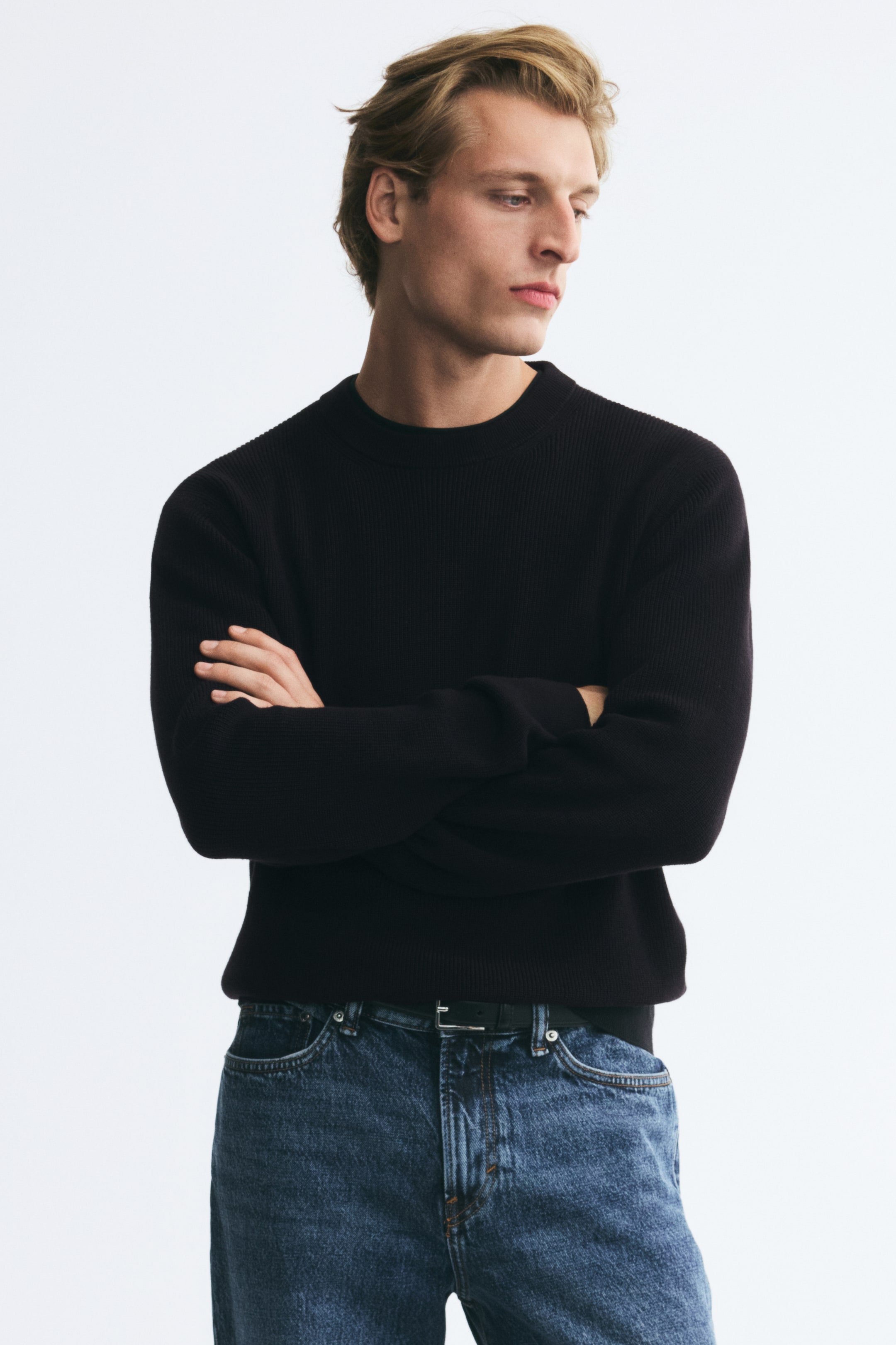 Regular-Fit Rib-Knit Cotton Sweater