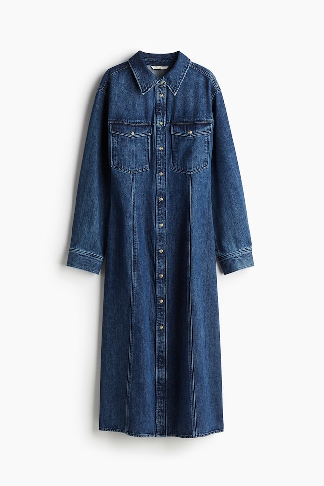Vestido midi en denim - Azul denim - 1