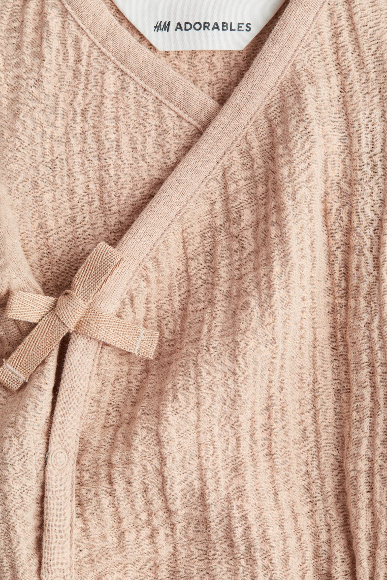 Детский комбинезон H&M Cotton Muslin Romper Suit, цвет: Бежевый — фото 2