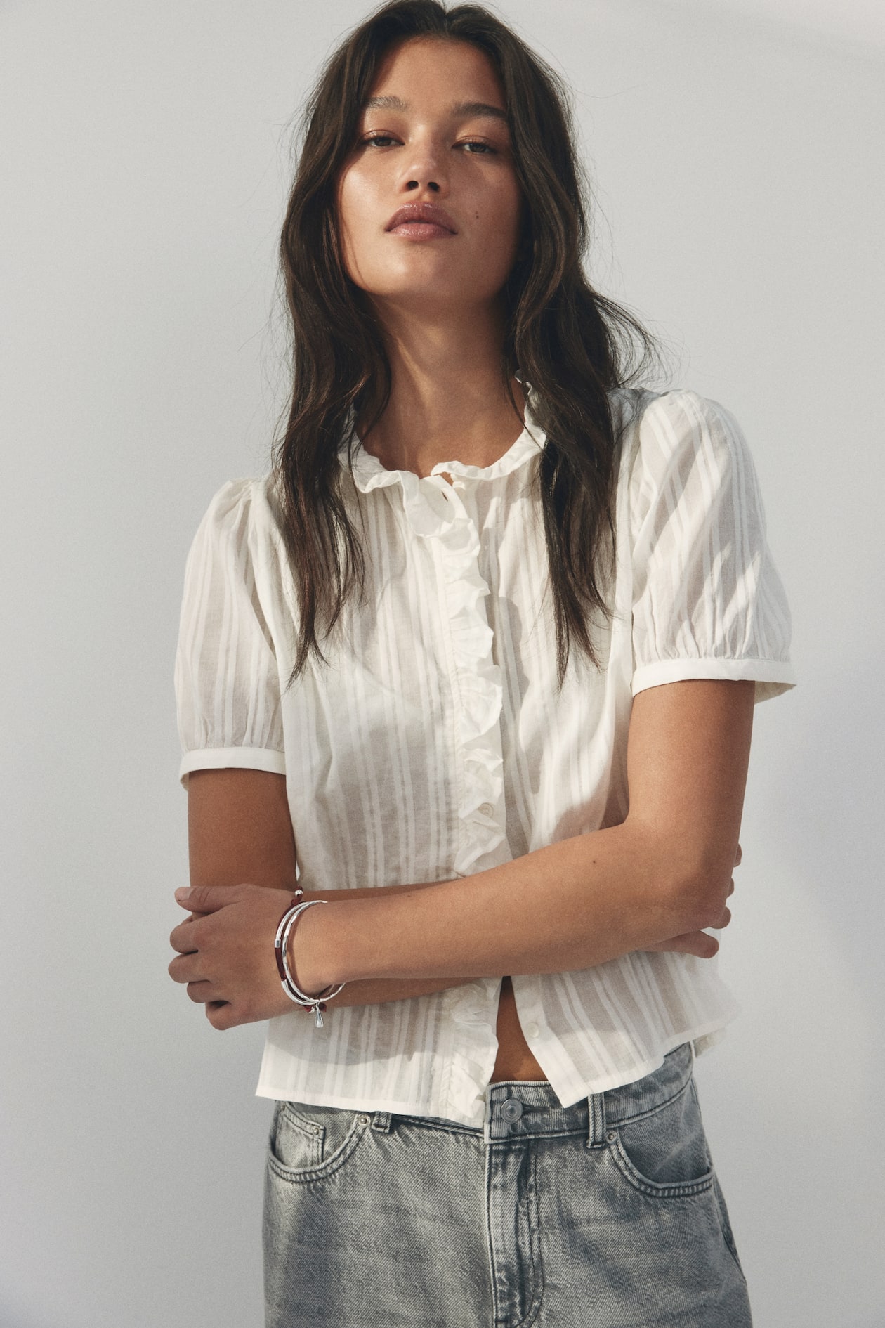 Ruffle-Trimmed Cotton Blouse - image 5