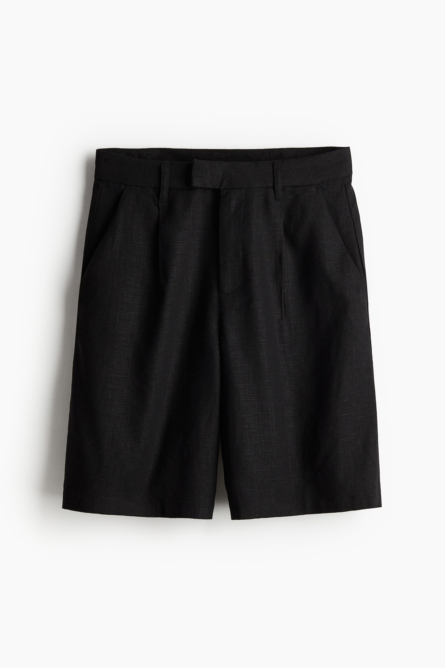 Linen-blend tailored shorts - Black/White/Light beige/Light grey - 2