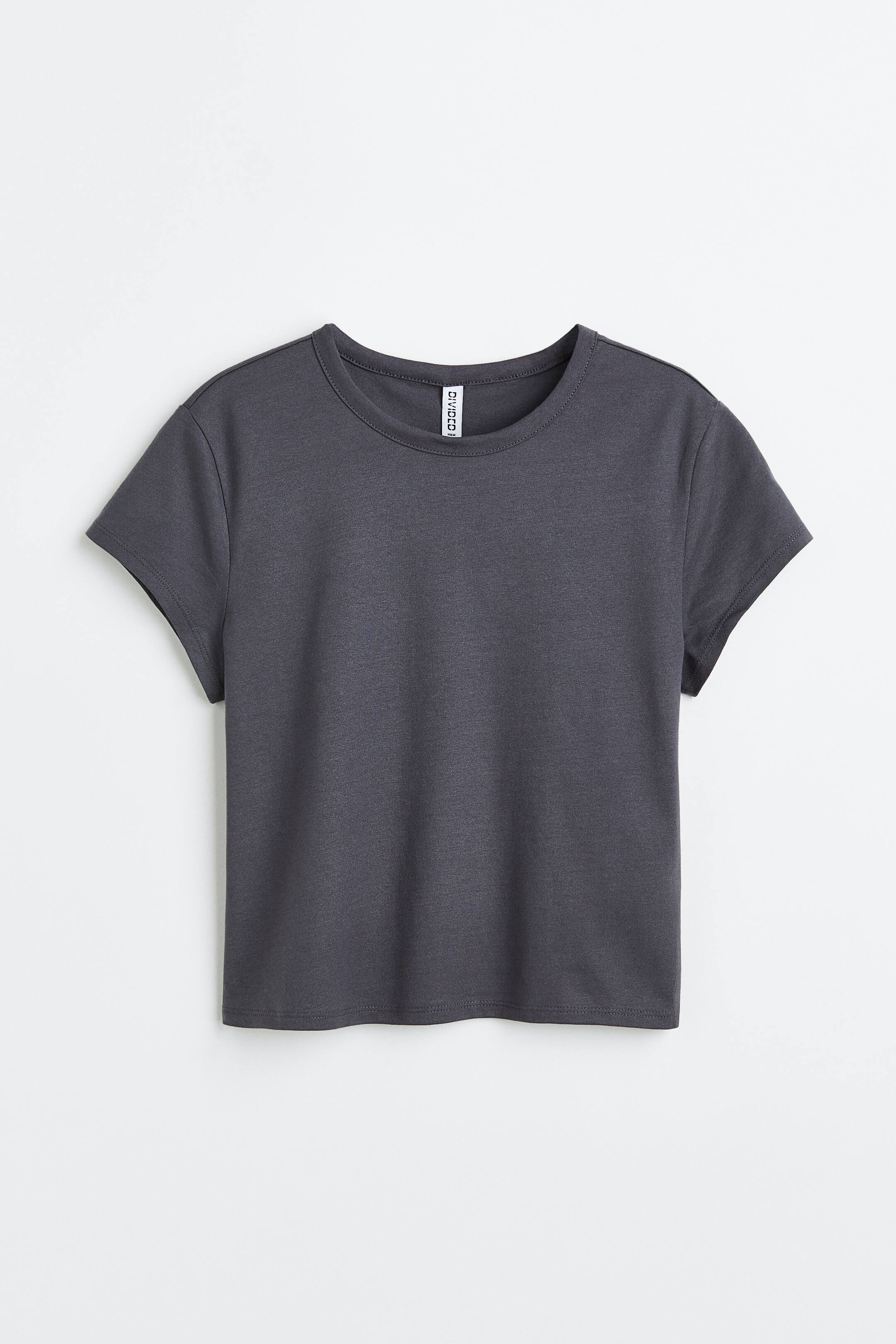 View larger image: Cotton jersey T-shirt - Dark grey - Ladies | H&M 1