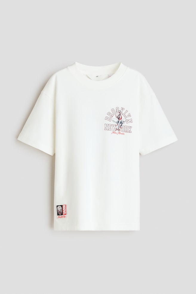 Printed T-shirt - White/Spider-Man/White/The Simpsons/Light blue/Minecraft/White/The Simpsons/Blue/SpongeBob SquarePants/Light dusty blue/SpongeBob/Grey/SpongeBob SquarePants - 1