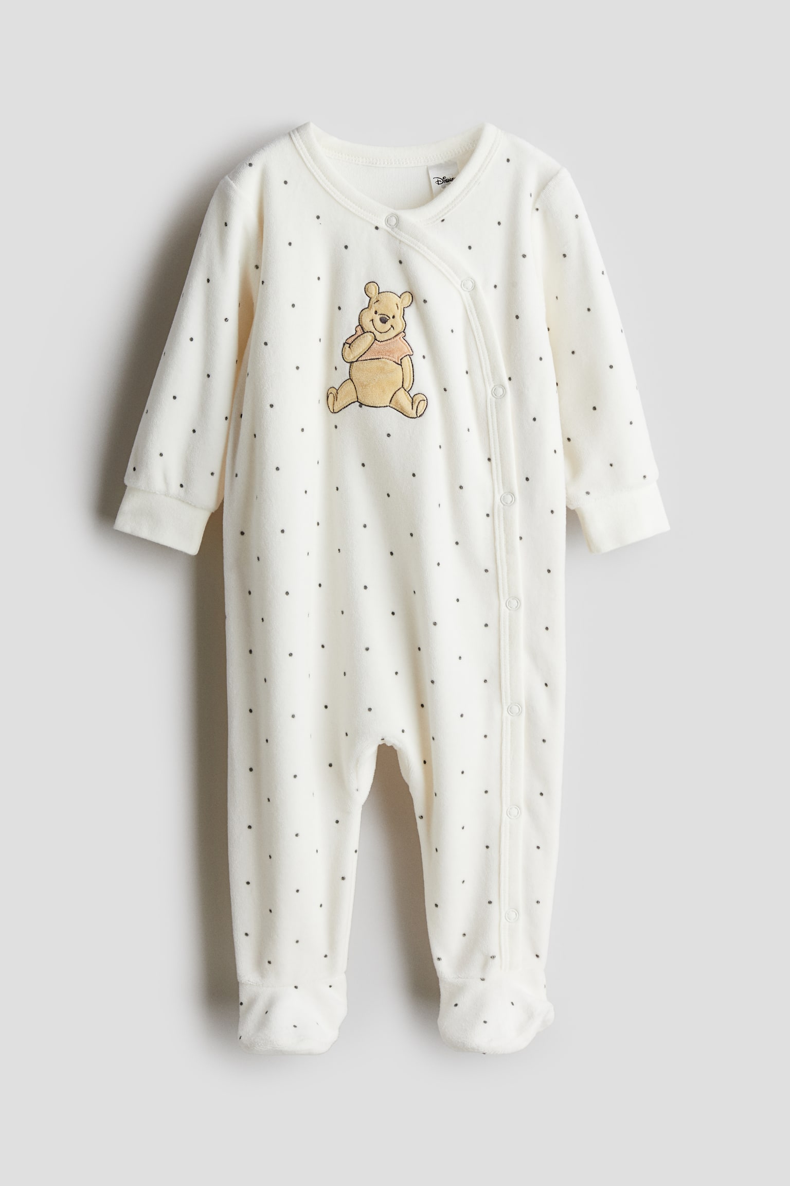 Velour sleepsuit - White/Winnie the Pooh/Light grey/Miffy - 1