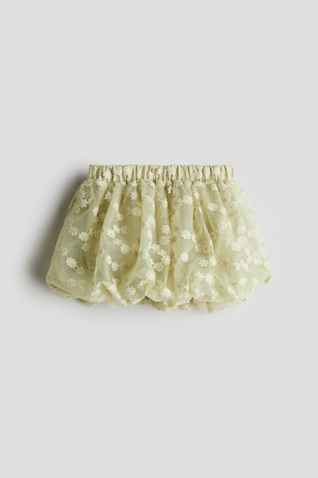 Ballongkjol i tyll - Grön/Blommig - 1