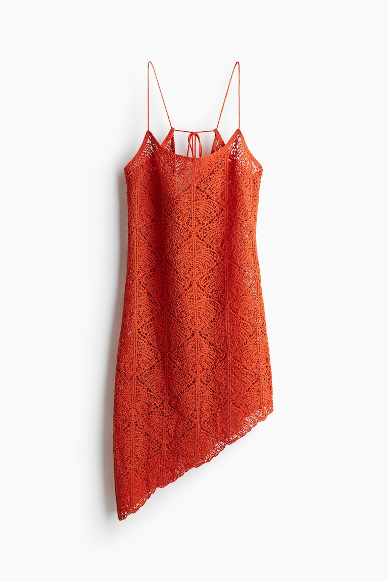 Women's Bright orange Crochet-Look Sleeveless Dress | H&M US