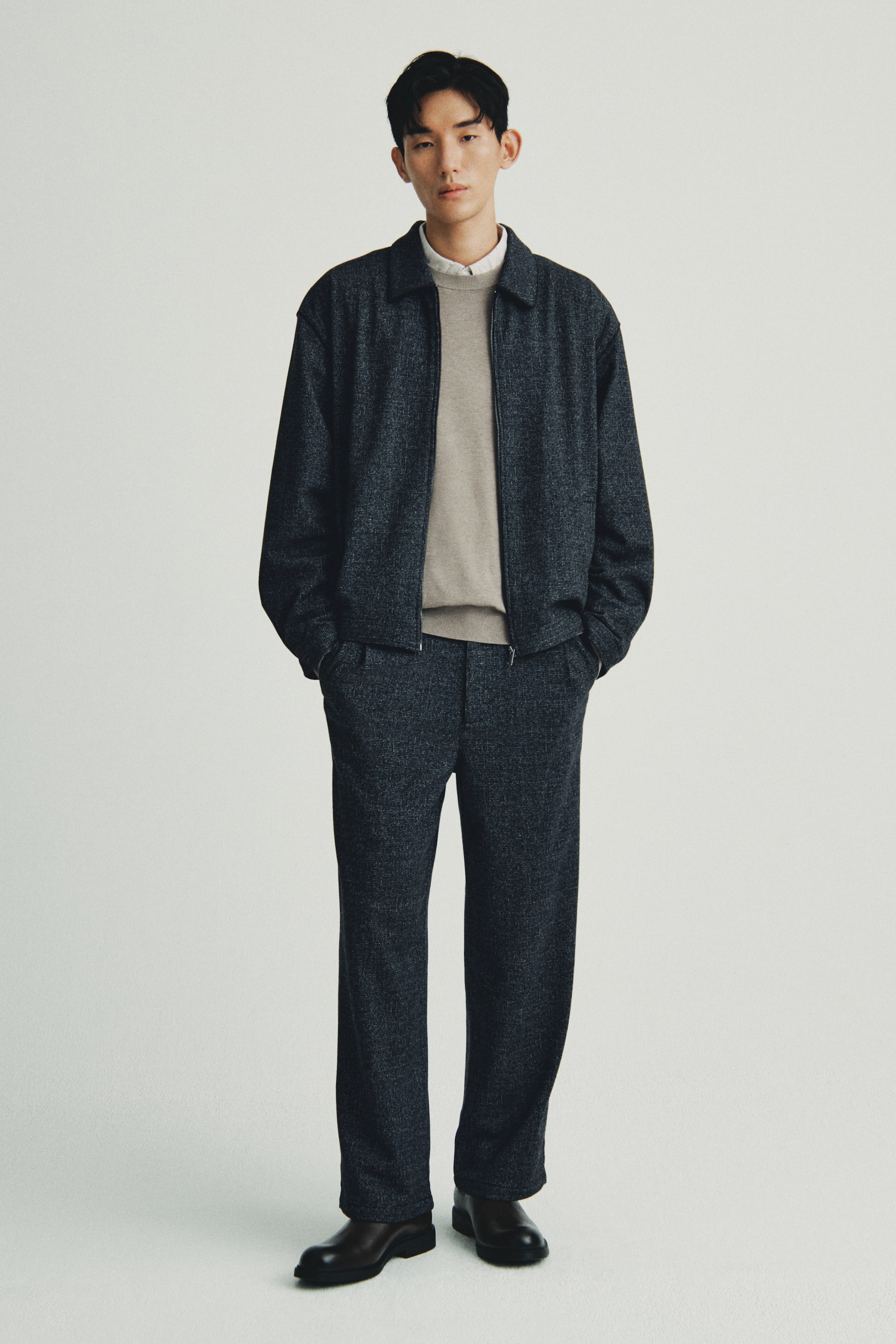 이미지 확대 보기: 해링턴 스타일 재킷 - 블랙 멜란지 - Men | H&M KR 2