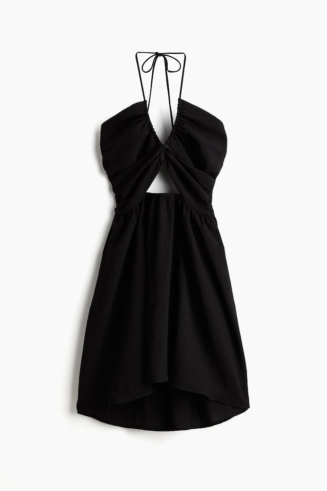 Robe à ouvertures avec jupe évasée - Noir - 1