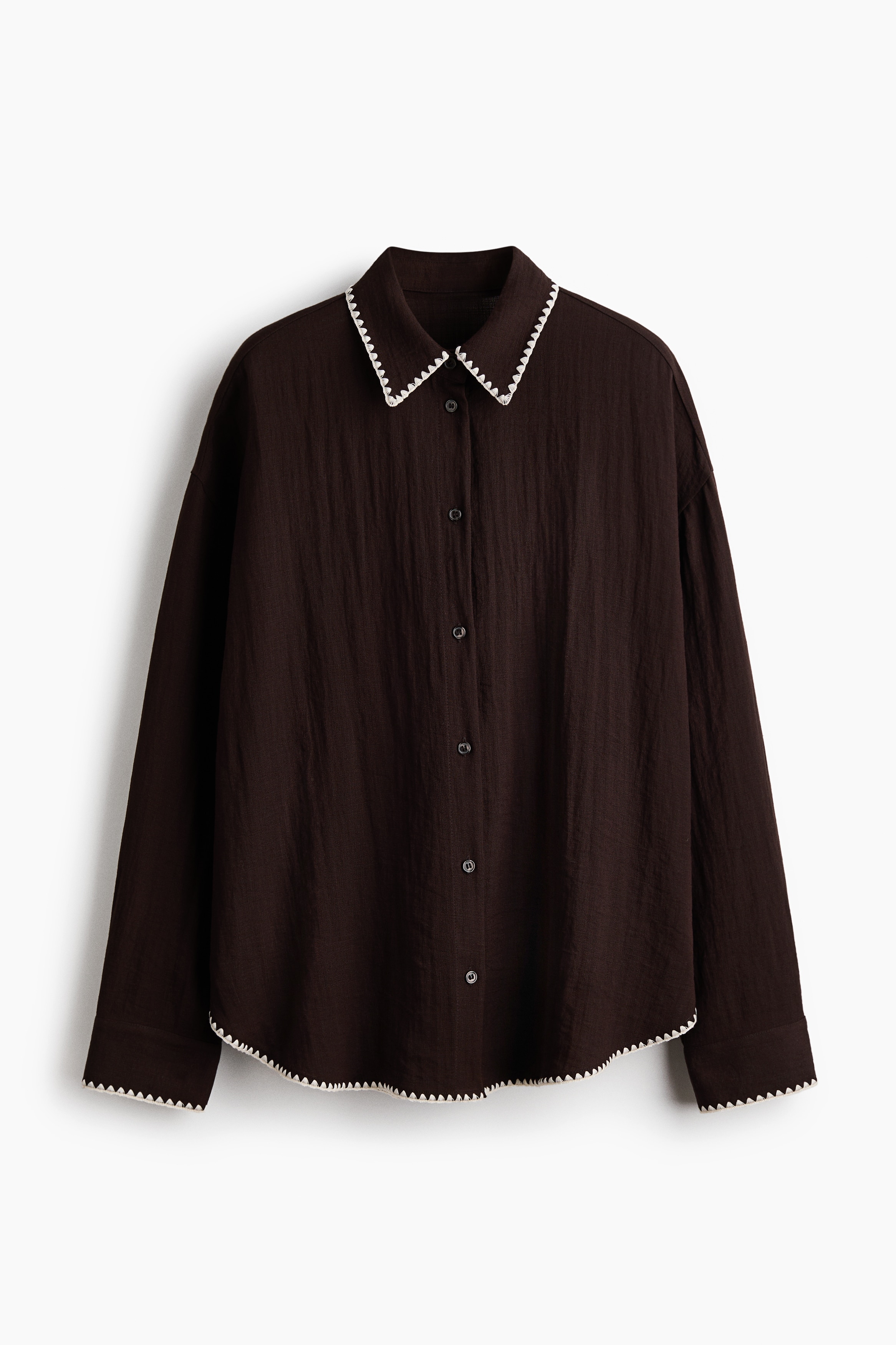 Camicia da mare oversize - Marrone scuro/Crema