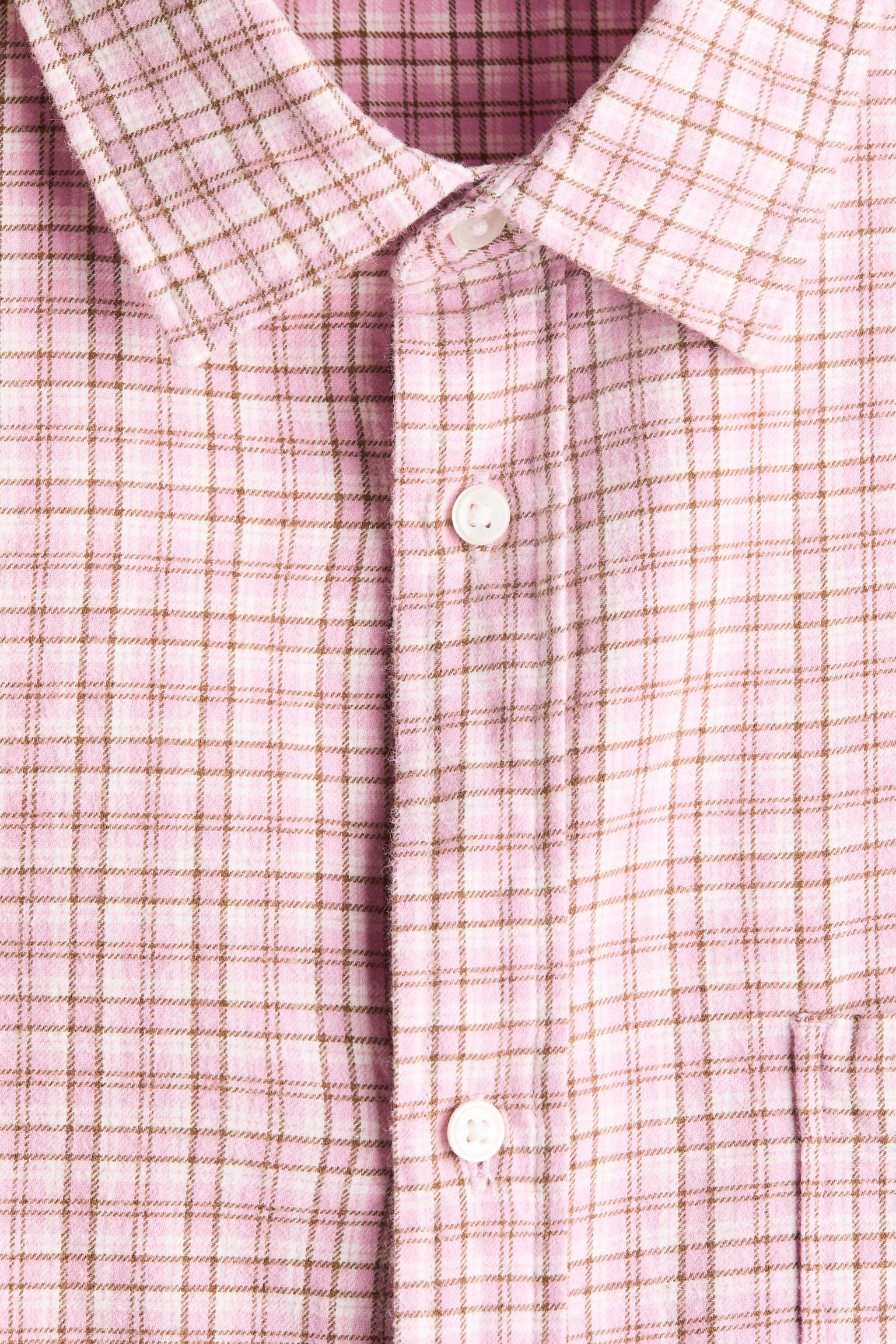 休閒剪裁棉質法蘭絨襯衫 - Light pink/Checked/Light blue/Checked/淺綠色/格紋 - 2