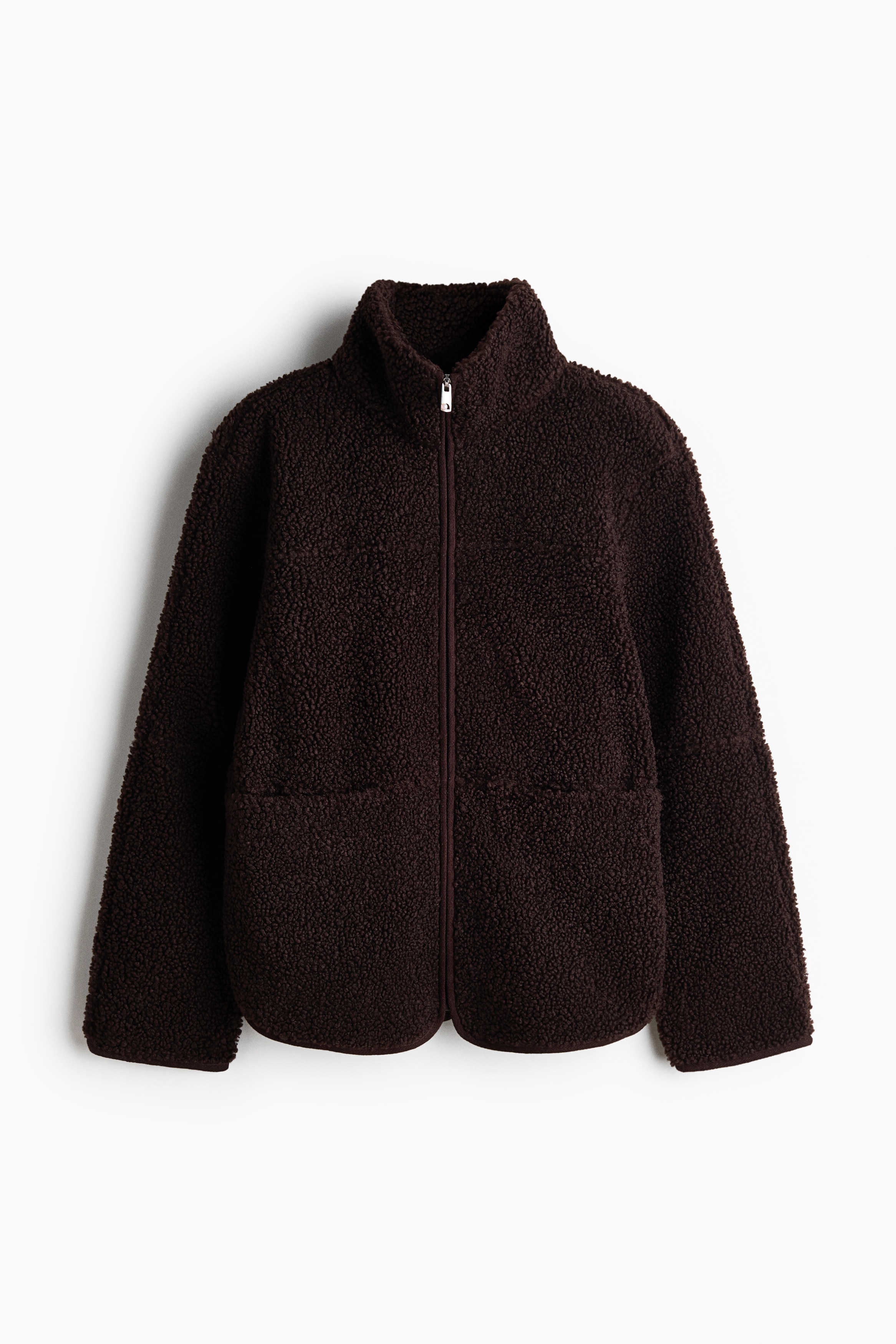 Jacke aus Teddyfleece - Dunkelbraun/Dunkelbeige