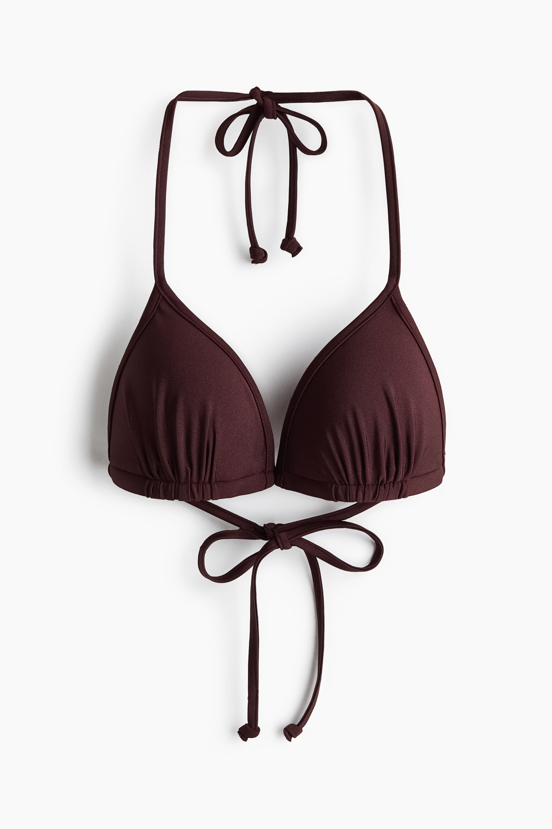 Bikinová push-upka s trojúhelníkovými košíčky - Tmavě hnědá/Krémová/černá/Červená/Bílá/černá