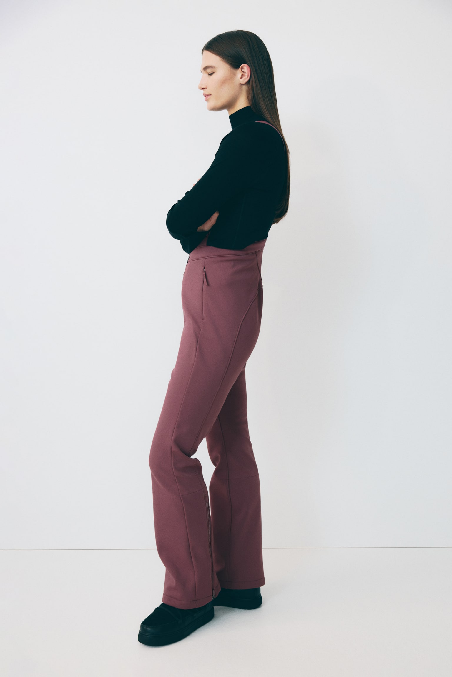 Water-repellent ski trousers - Plum red/Black/Coffee bean brown/Aubergine purple - 9