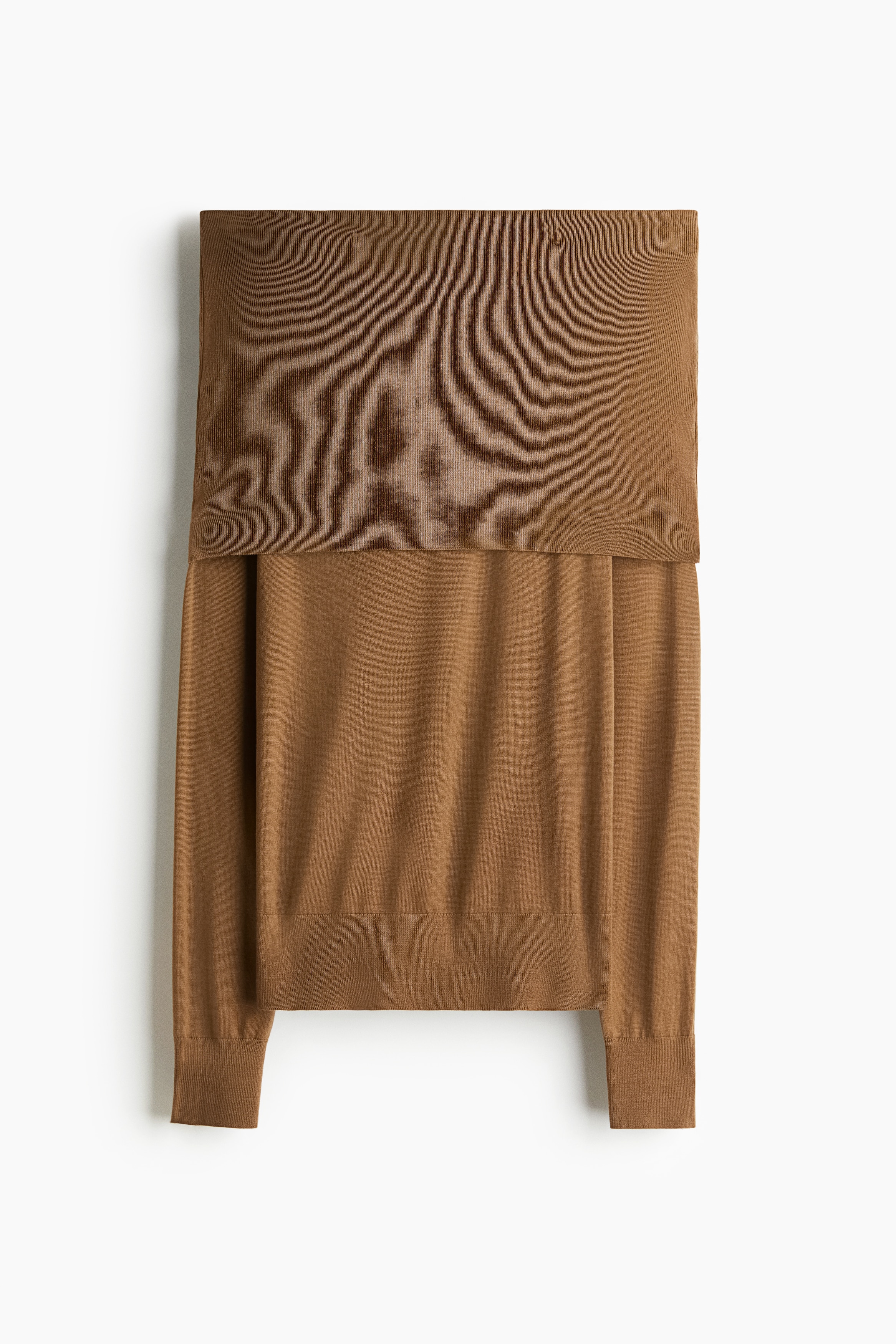 Off-the-Shoulder Wool Top - Light brown