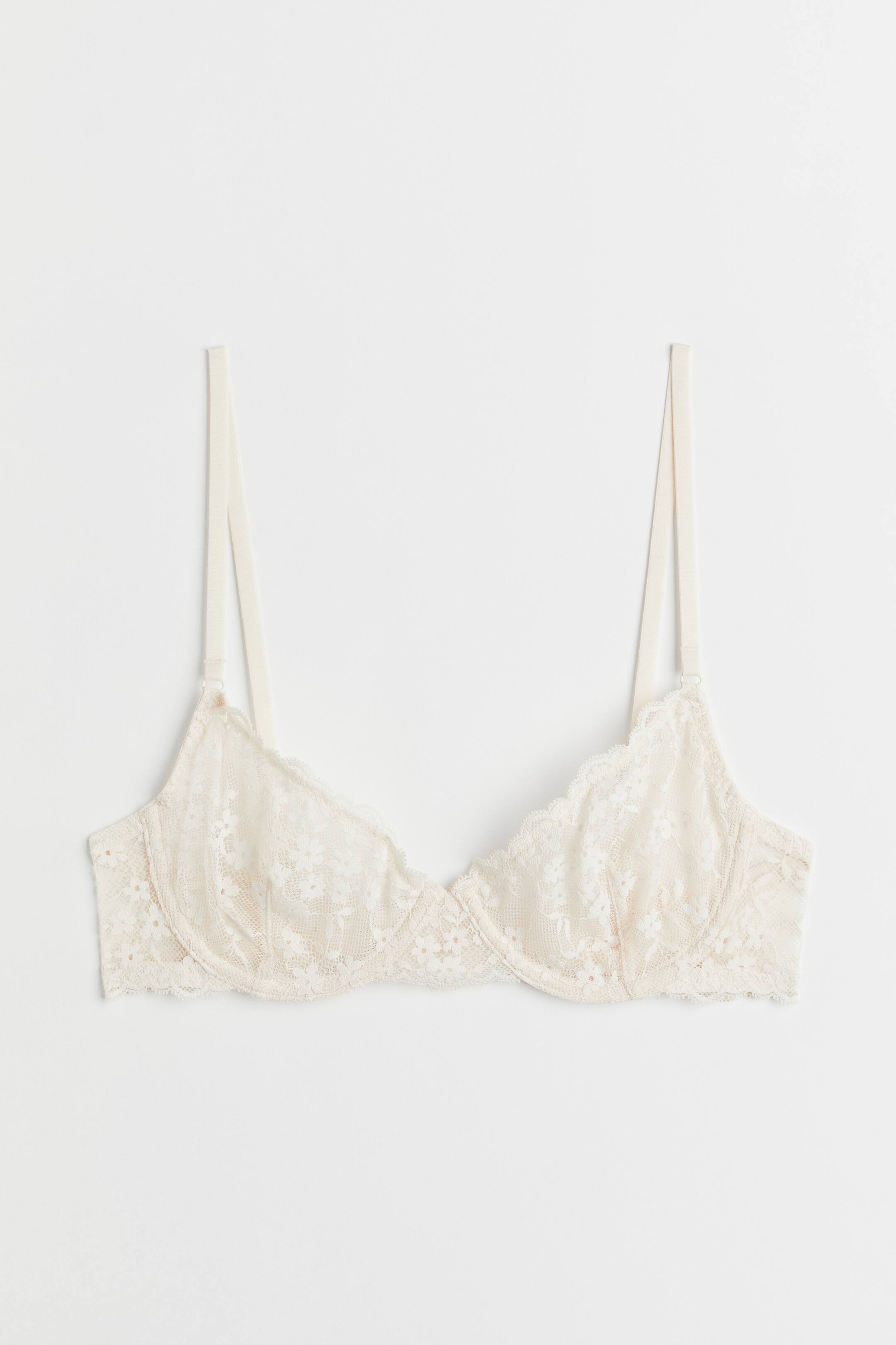 View larger image: Non-padded underwired lace bra - Cream - Ladies | H&M 1