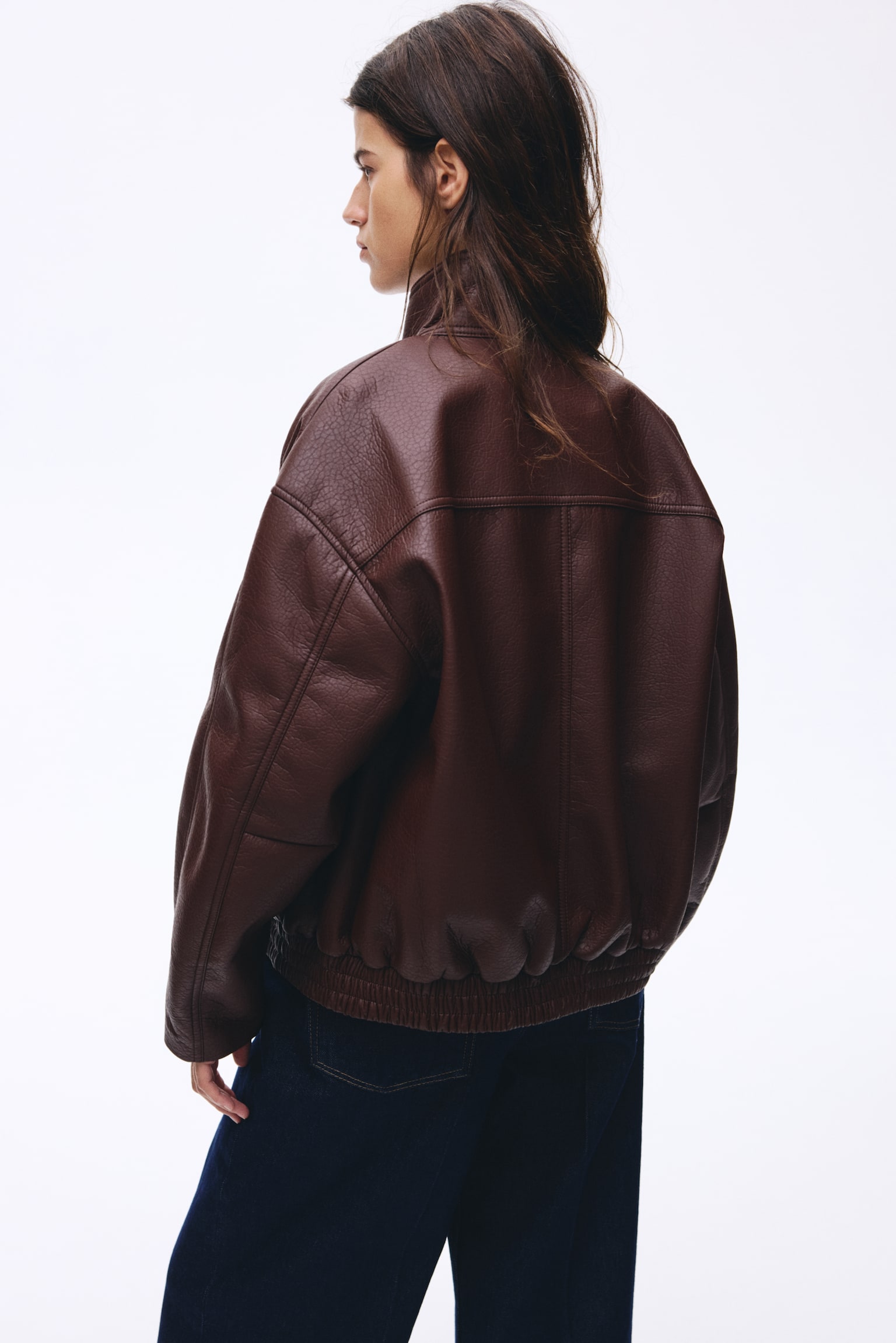 Oversized coated jacket - Dark brown - 4