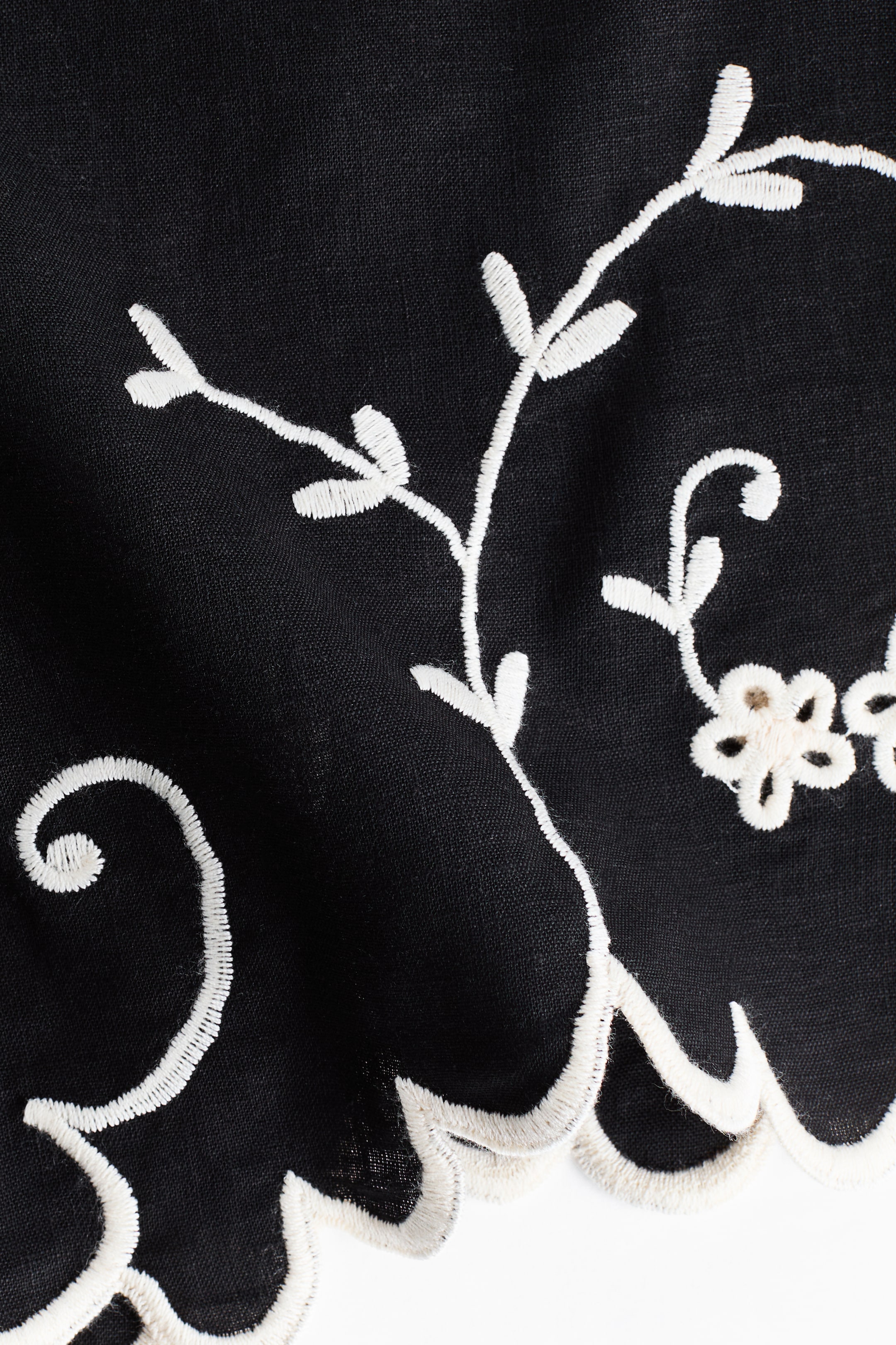 Linen-Blend Shorts with Embroidery