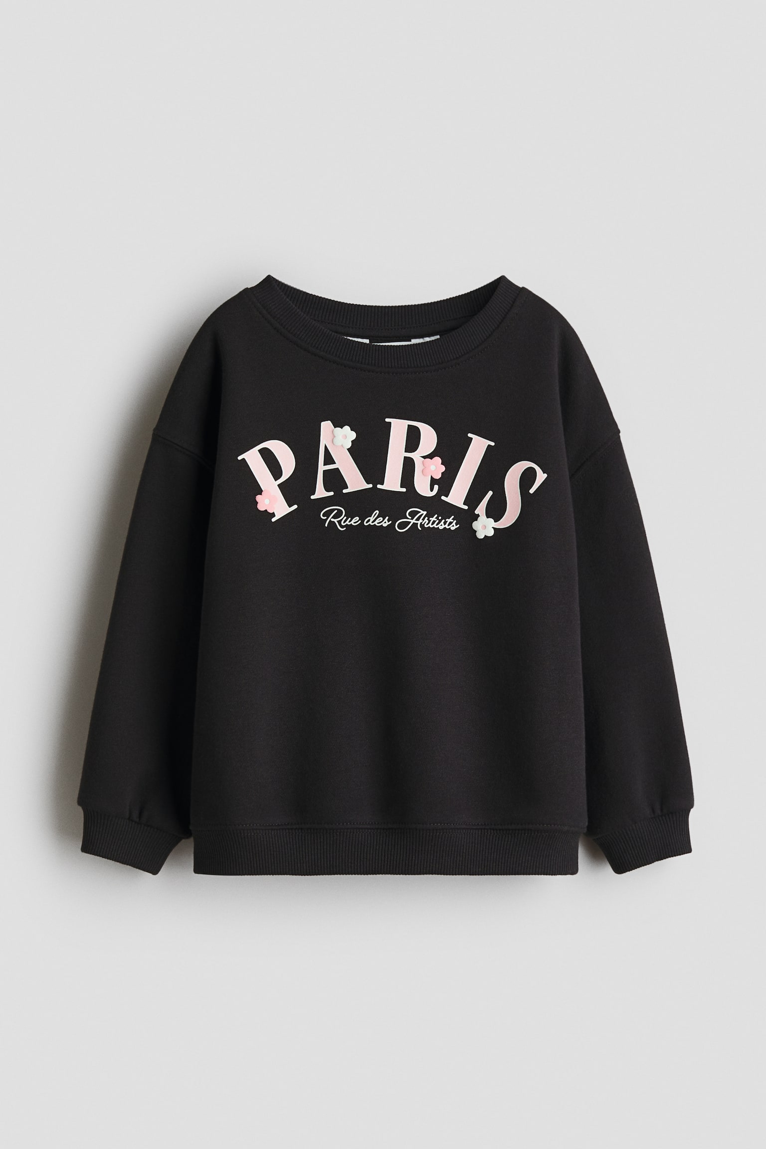 Printed Brushed-Inside Sweatshirt - Black/Paris/Purple/cherries/Light pink/unicorns/Light beige/floral