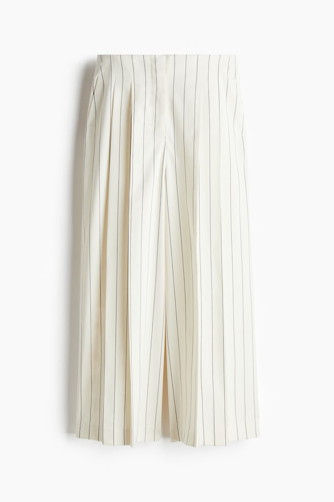 Pantalón culotte con pinzas - Blanco/Raya diplomática - 1