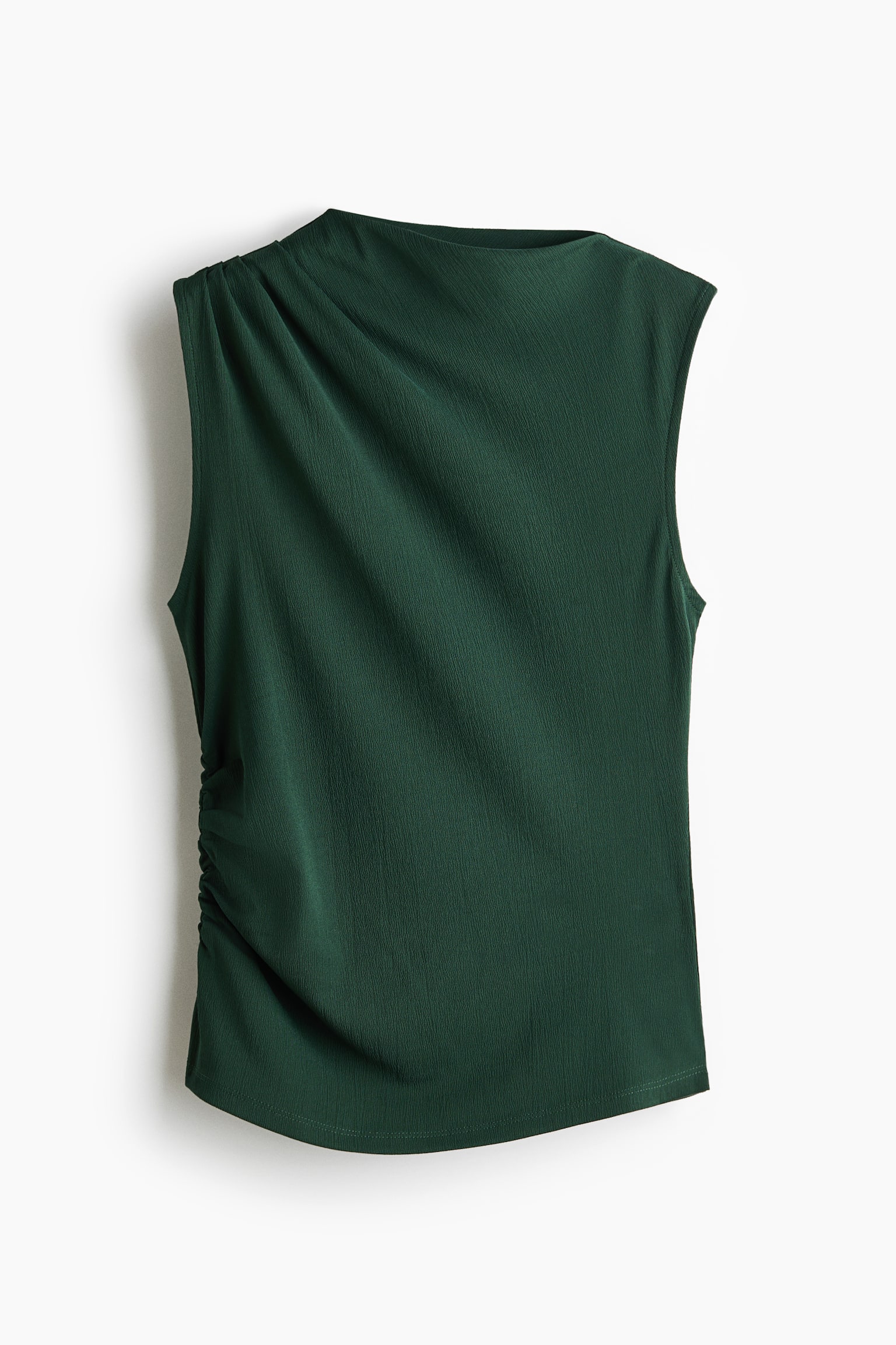 Top corrugado con diseño drapeado - Verde oscuro/Beige/Café - 1