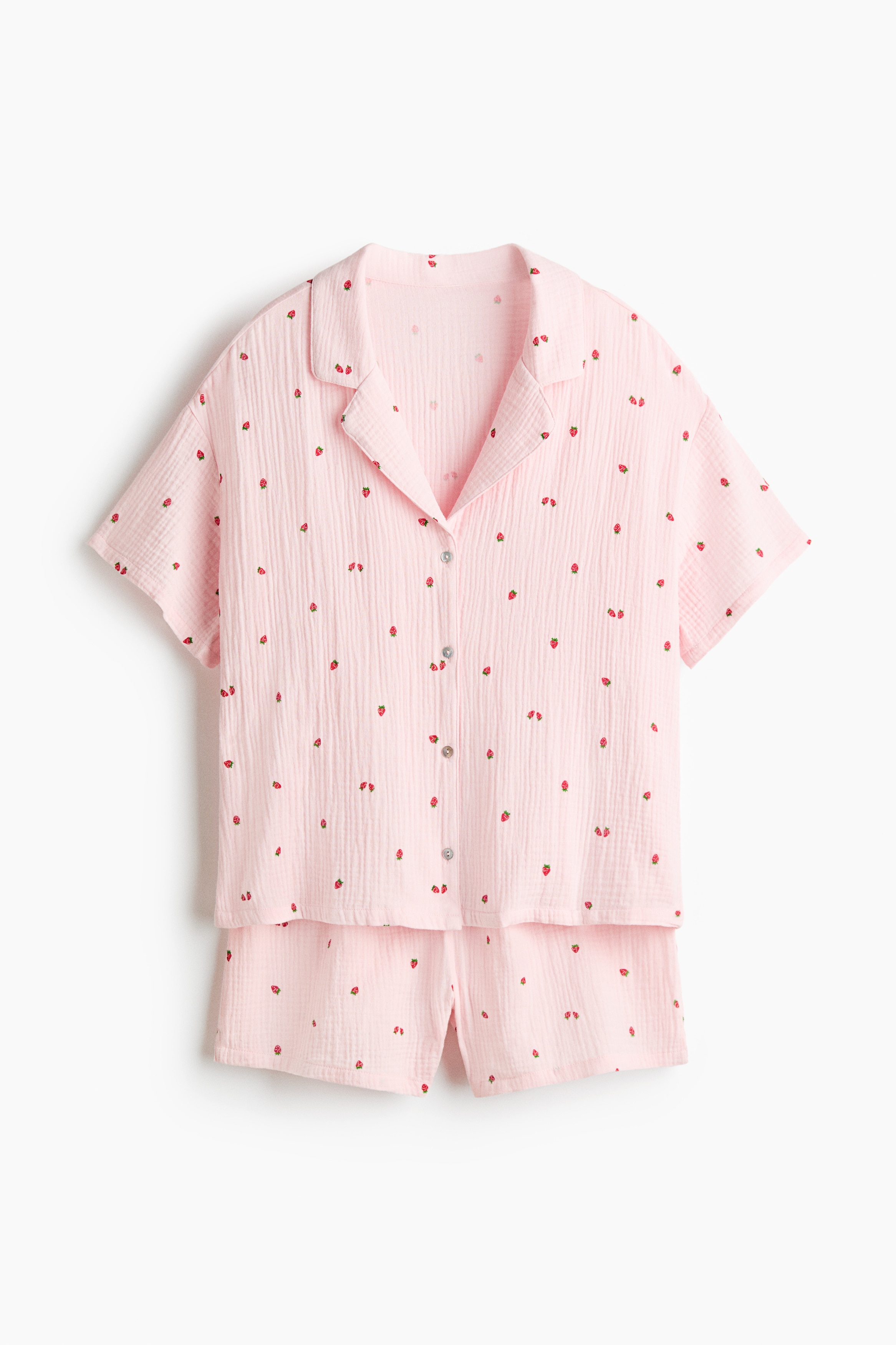 Pijama en muselina de algodón - Rosa claro/Fresas/Amarillo claro/Floral/Crema/Floral