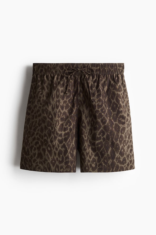 Cotton drawstring shorts - Beige/Leopard print/White/Beige striped/Dark brown - 1