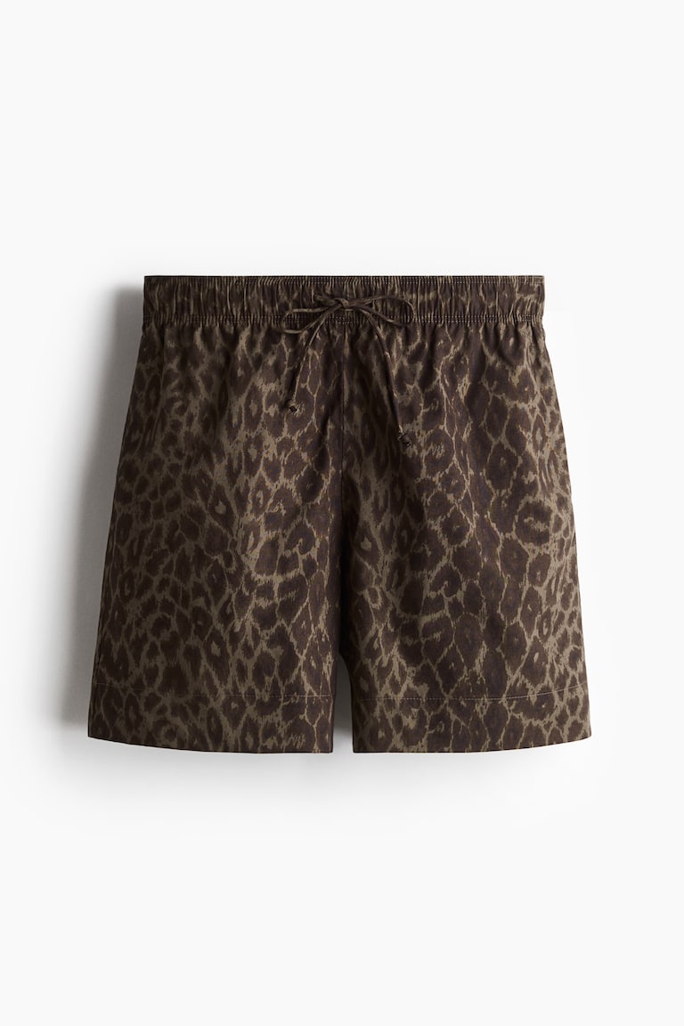 Cotton drawstring shorts Beige/Leopard print Ladies H&M IN