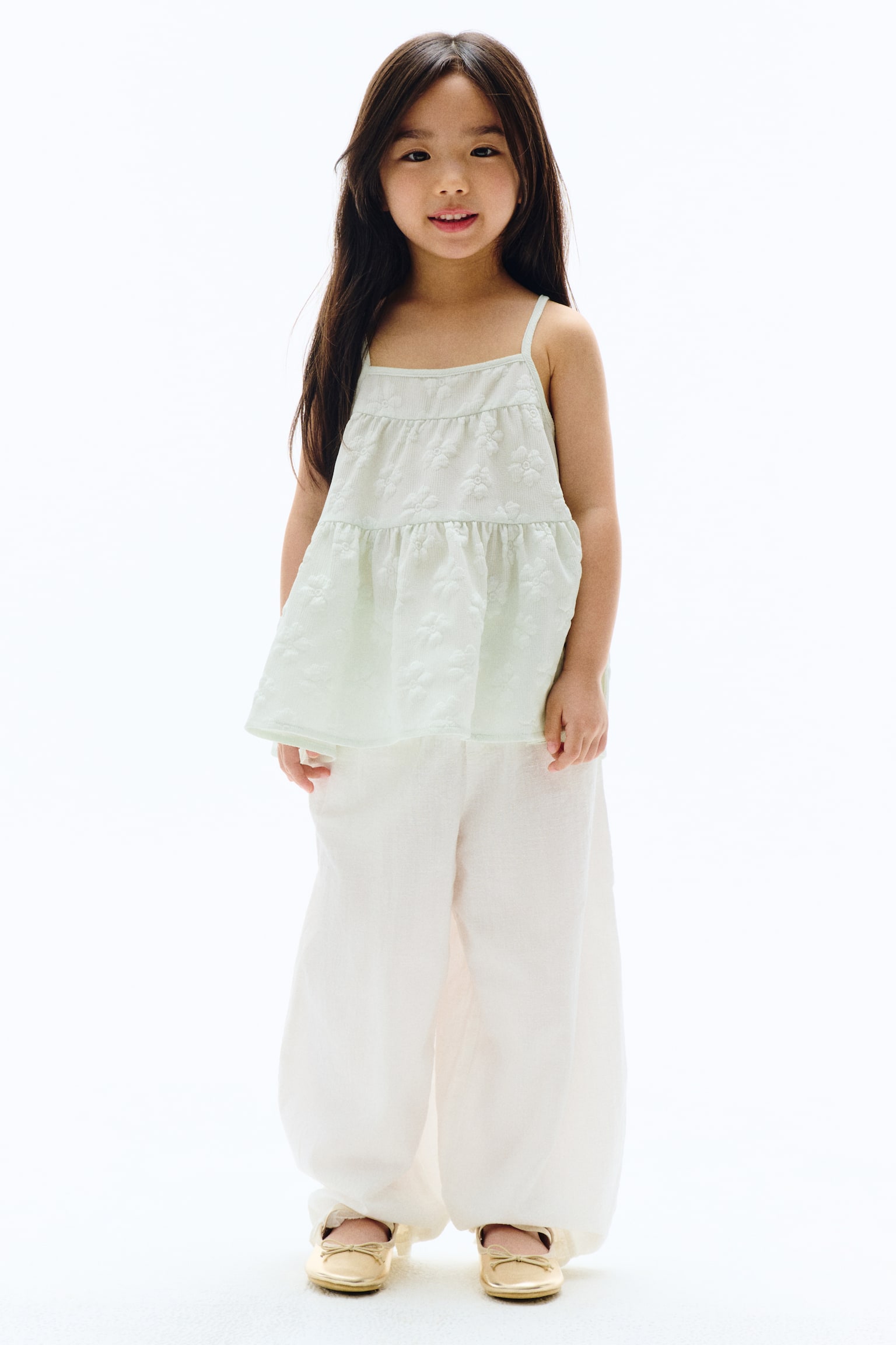 패턴 스트랩 탑 - 라이트 그린/화이트 - 3