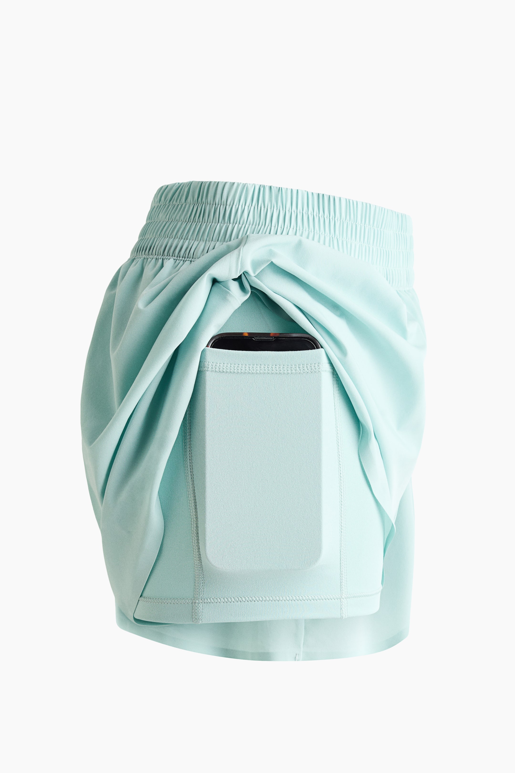 Layered Sports Shorts with Pocket