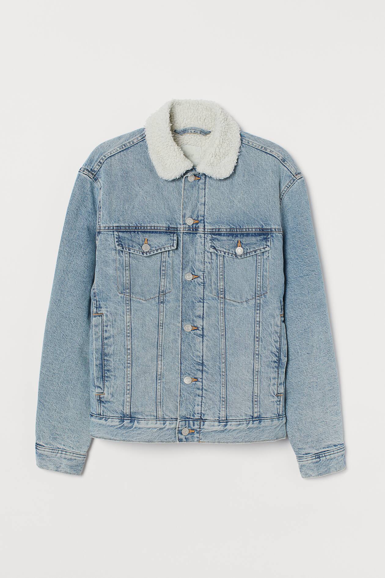 Lined Denim Jacket - Long sleeve - Light denim blue - Men | H&M US