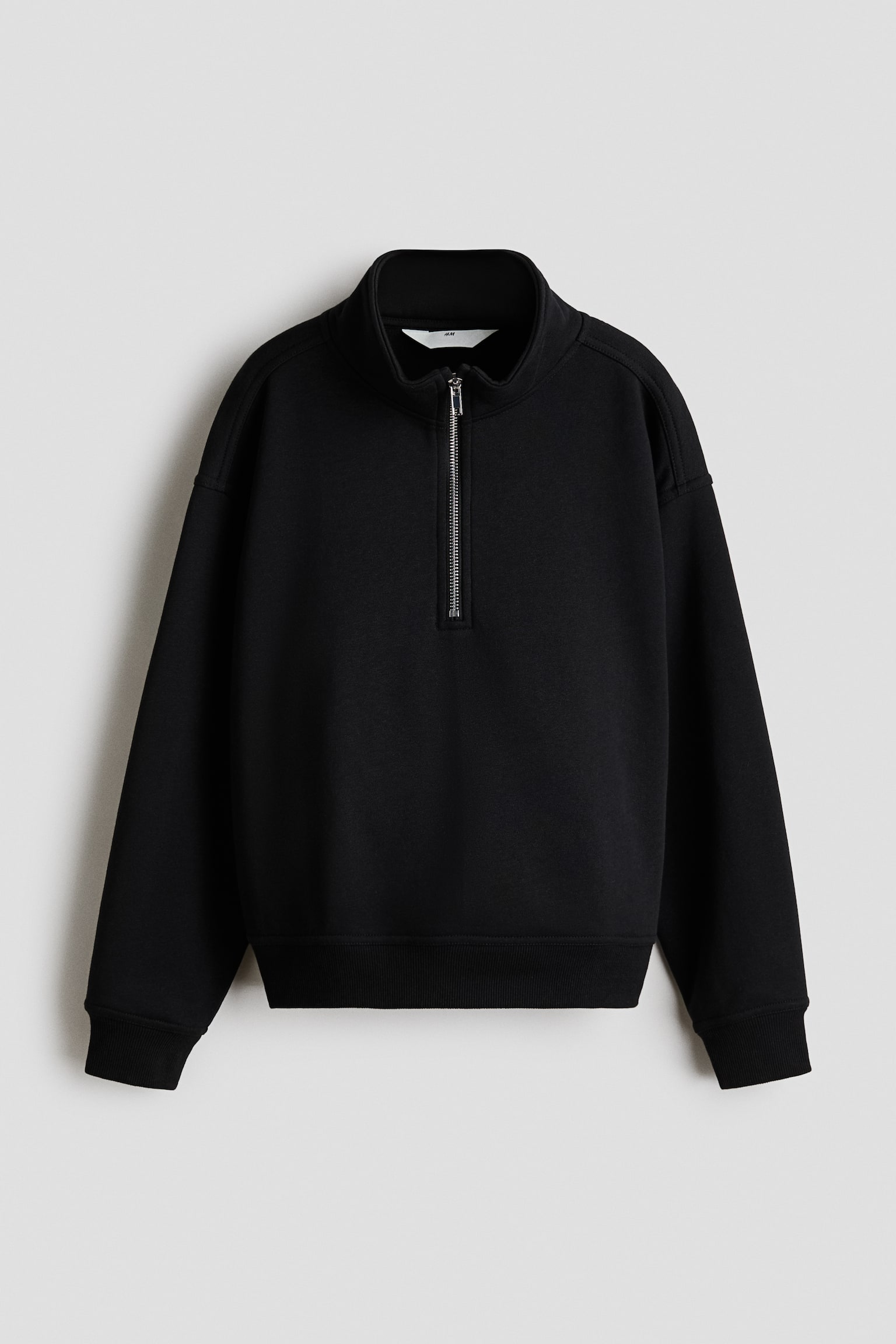 Sweatshirt mit Zipper und angerauter Innenseite - Schwarz/Hellgrau