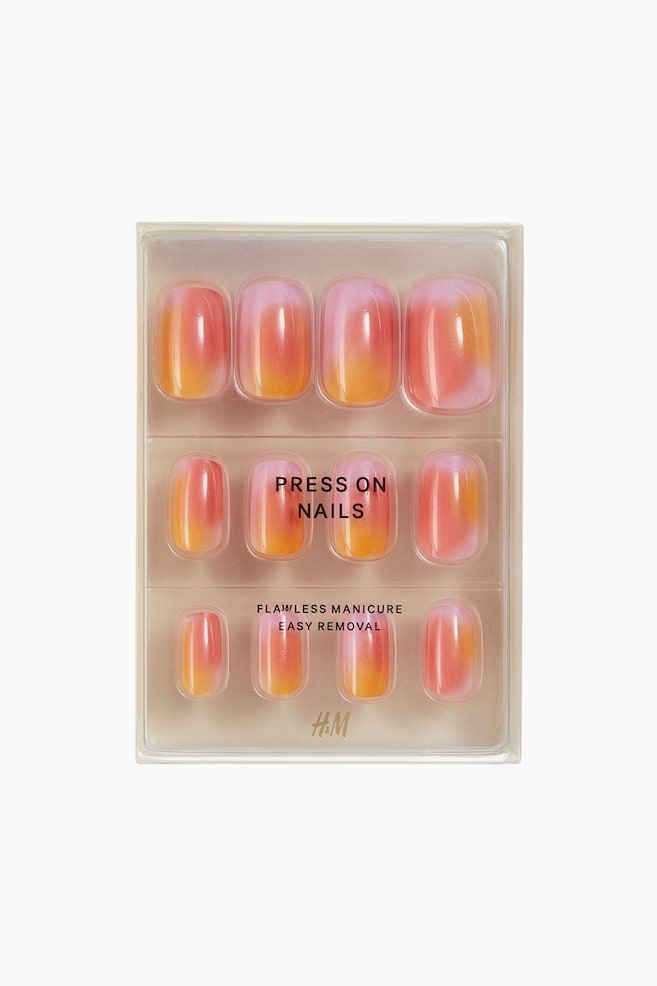 Press-on Nails - Tangerine Twist/Petal Perfection/Black Purple Glitter/Fairy Floss/Blue Aura/Amethyst Allure/Fierce Tips/Lavender Haze/Fruity French Tip/Chuckle Charms/Red Glitter/Ombré Royale/A French Favourite - 1