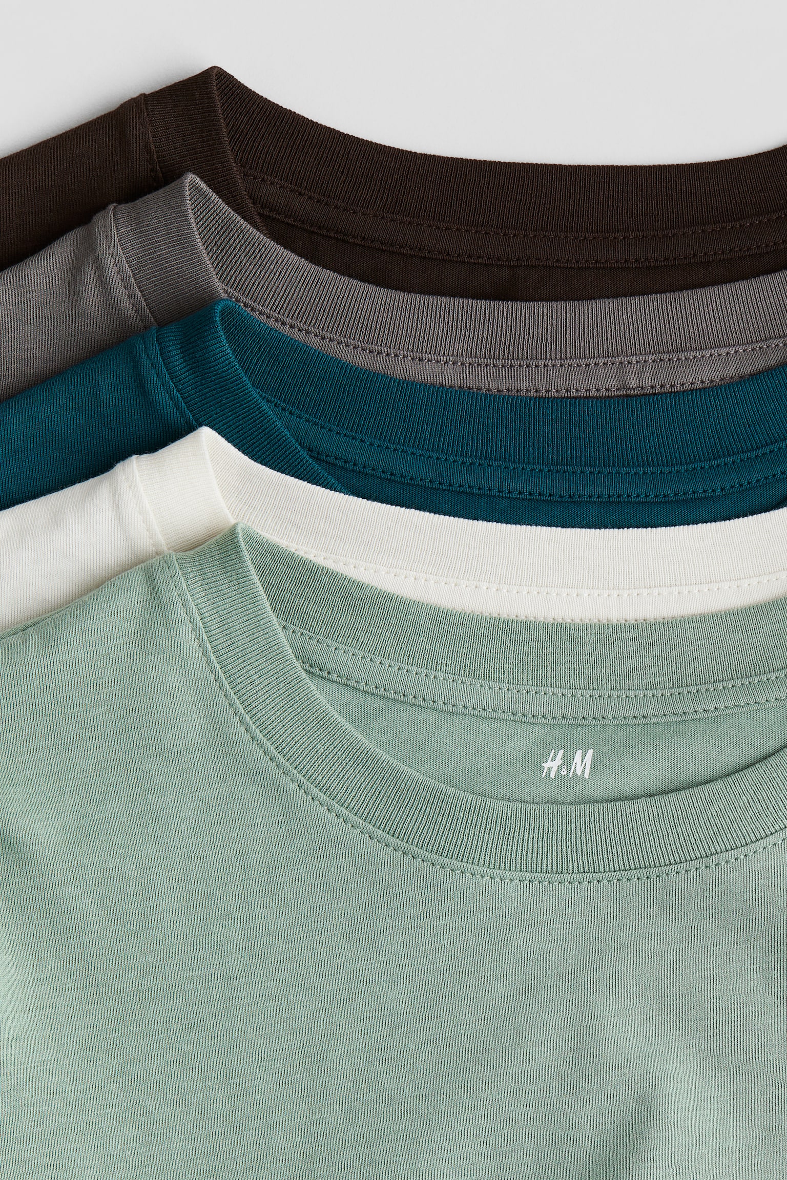 5-pack T-shirts - Green/Petrol/White/Black/Light grey/White/Black/White/Grey marl - 2