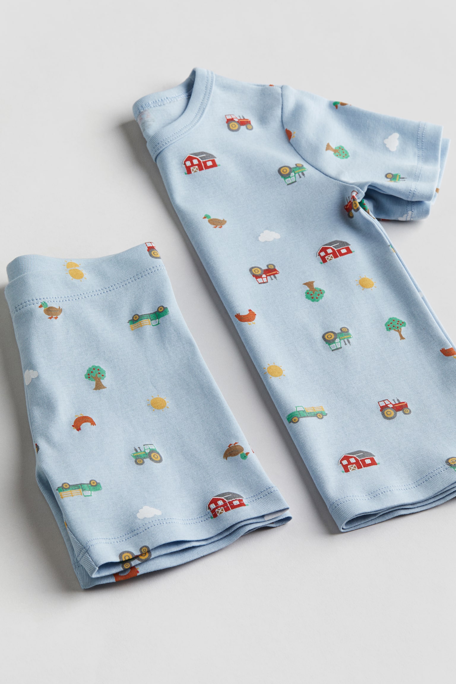 Jersey pyjamas - Light blue/Patterned/Dark green/Dinosaurs/Light blue/Trucks - 2