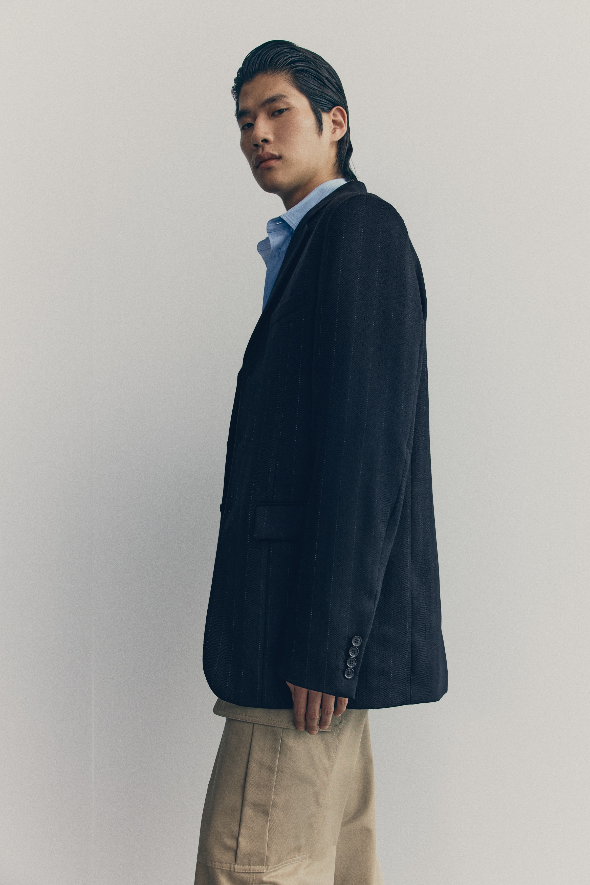Men's Black Long Single-Breasted Wool Jacket | H&M US