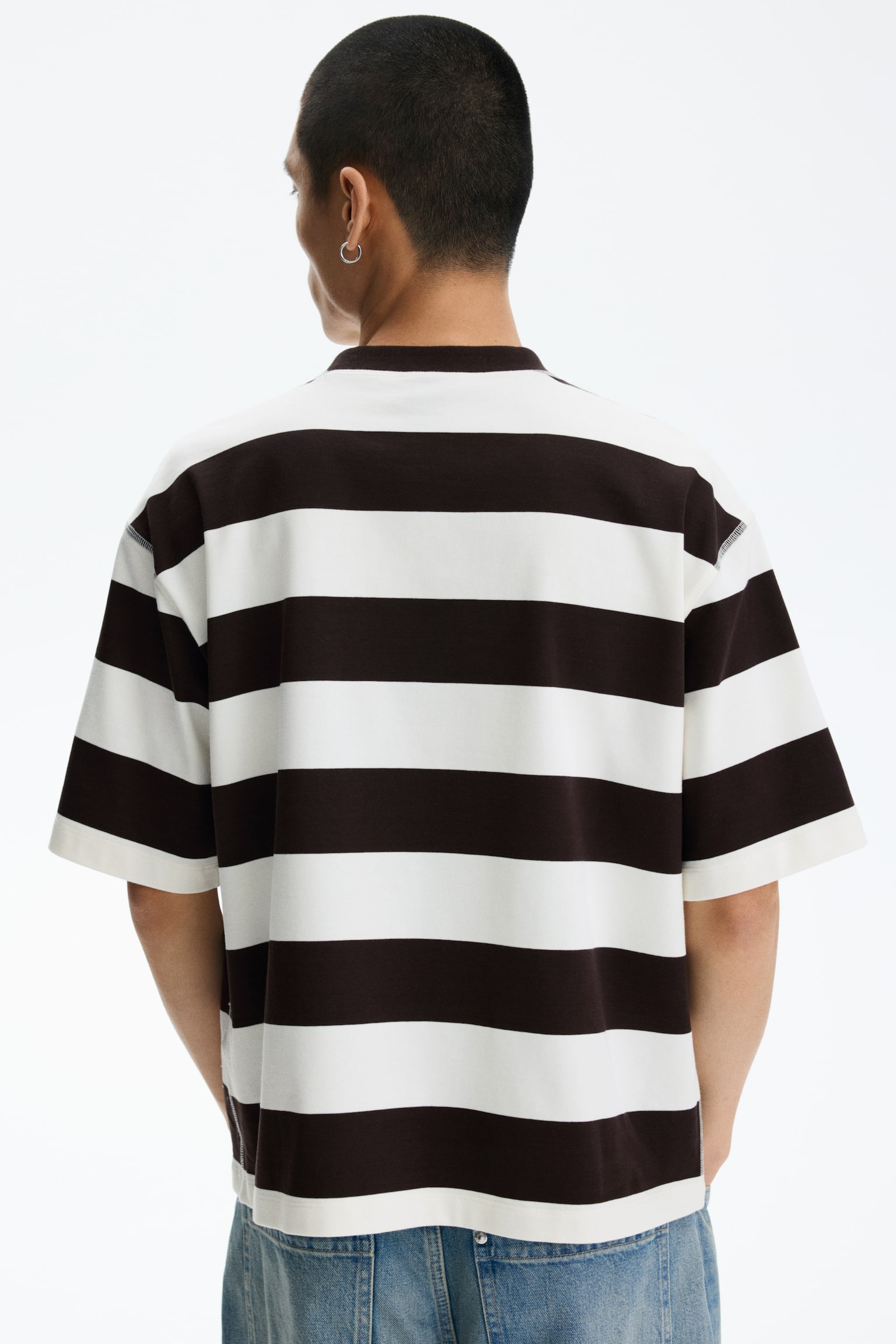 Oversized Fit T-shirt - Dark brown/Striped/Dark green/Striped - 3