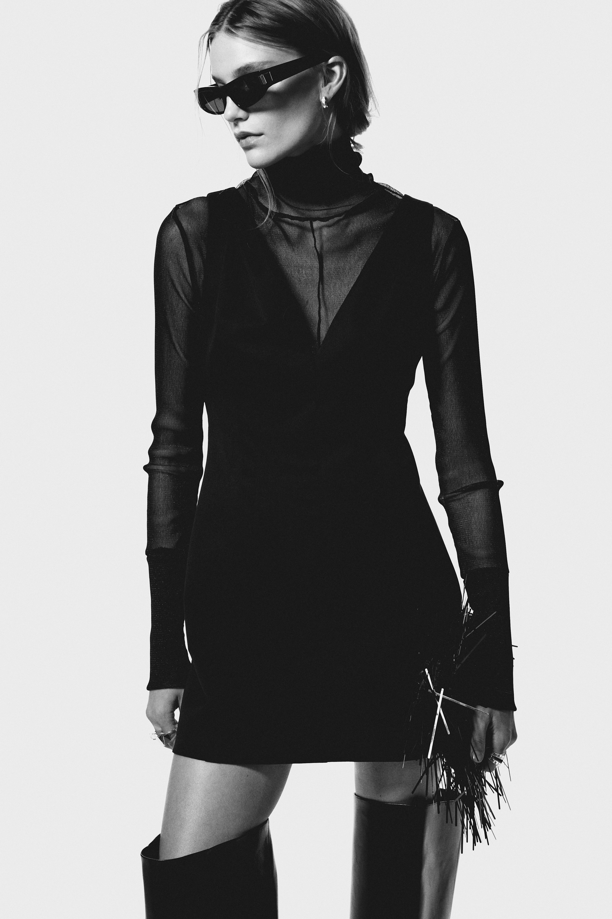 V-neck waisted dress