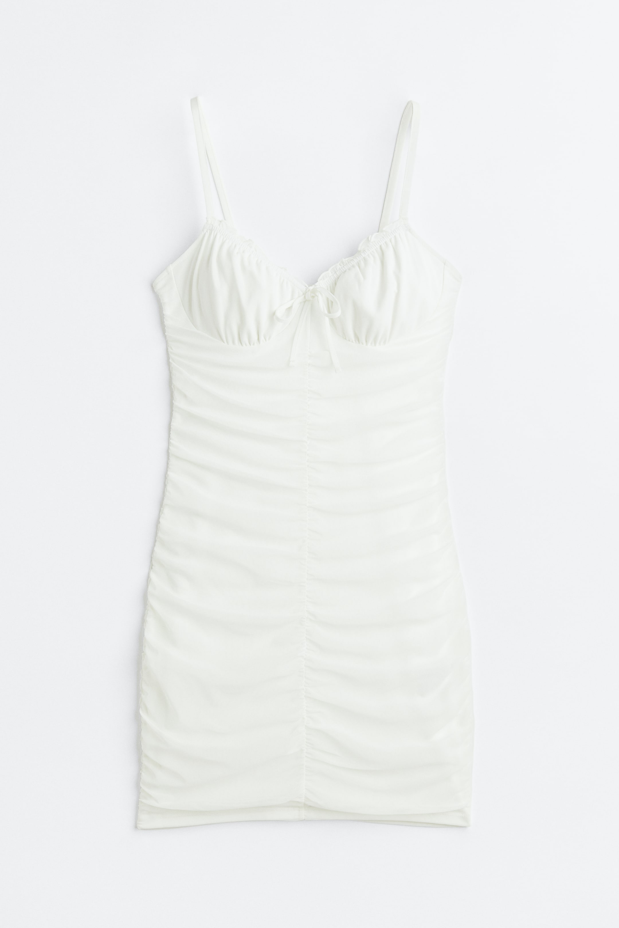gathered mesh dress h&m Ladies - Beige Gathered Mesh Dress - Size: XS