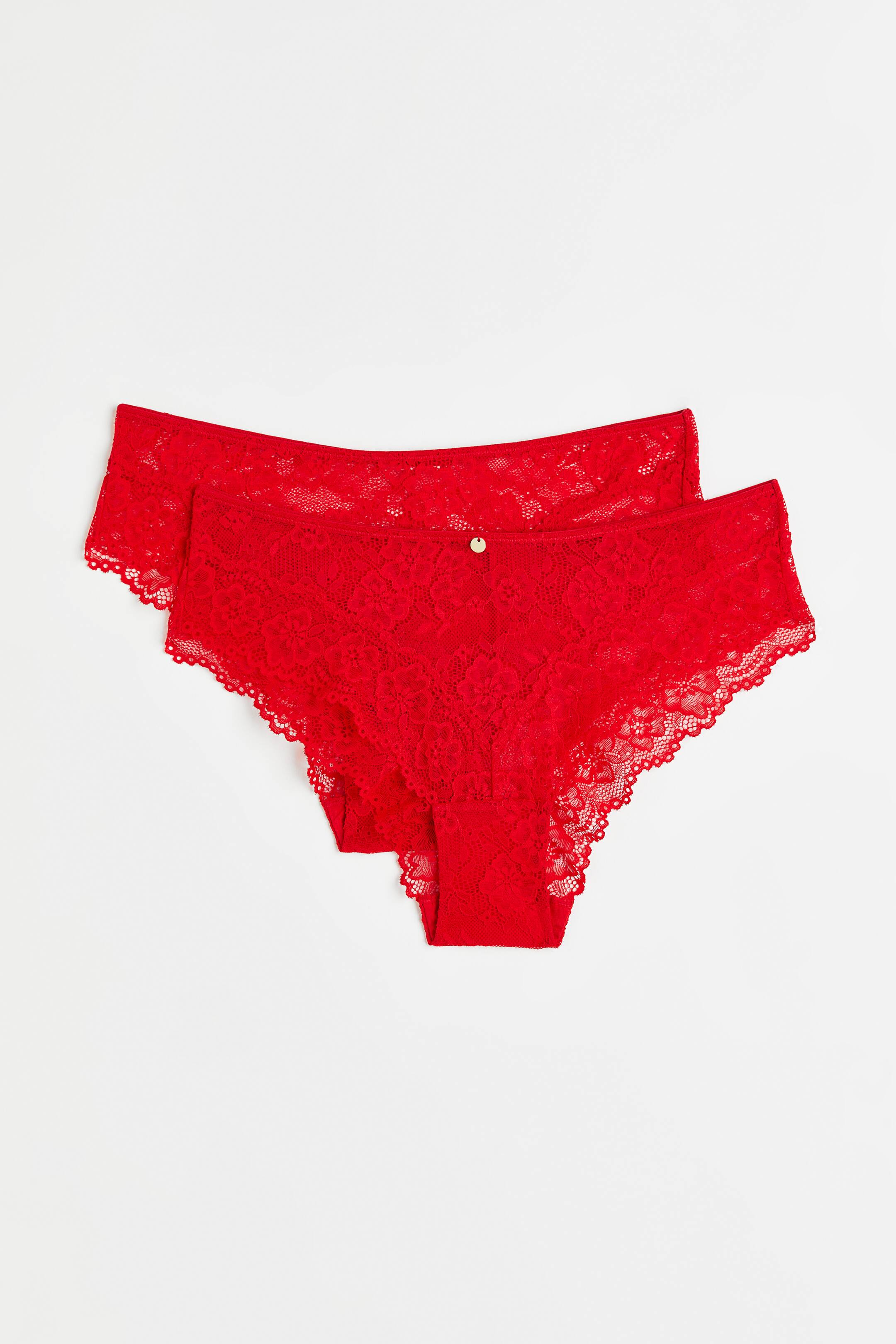 2 Pack Lace Hipster Briefs Red Ladies Handm Gb