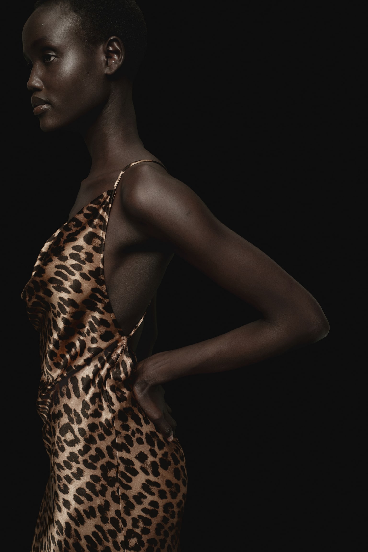 Satin strappy dress - Beige/Leopard print/White/Zebra print - 3