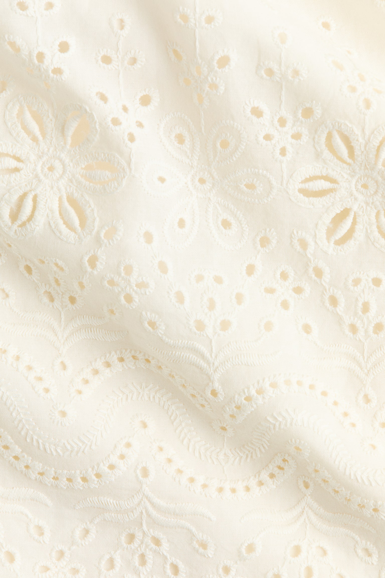 Robe en broderie anglaise avec bretelles à nouer-Crème - 6