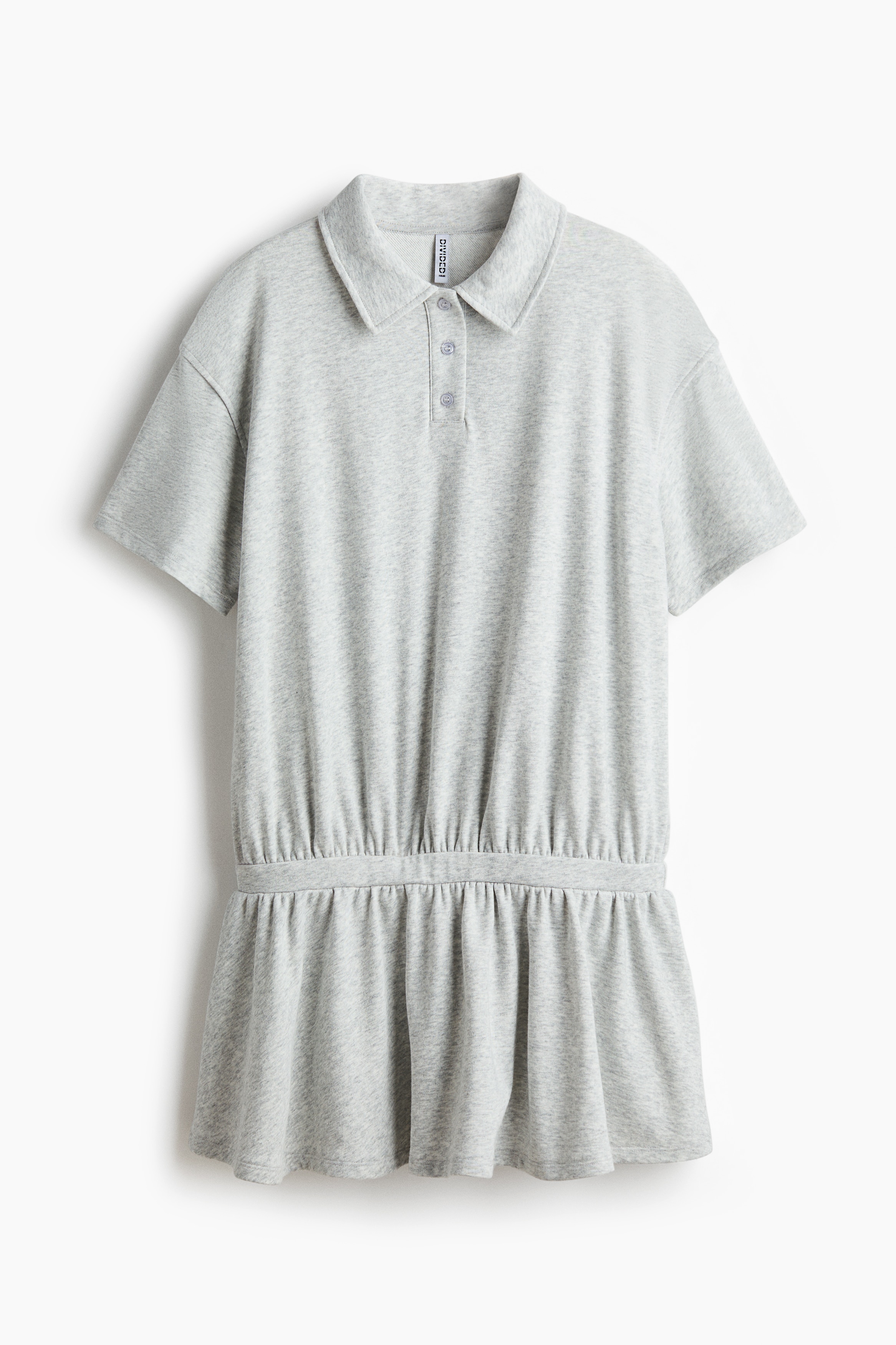 Sweatshirt Polo Dress - Light gray melange/Dark turquoise