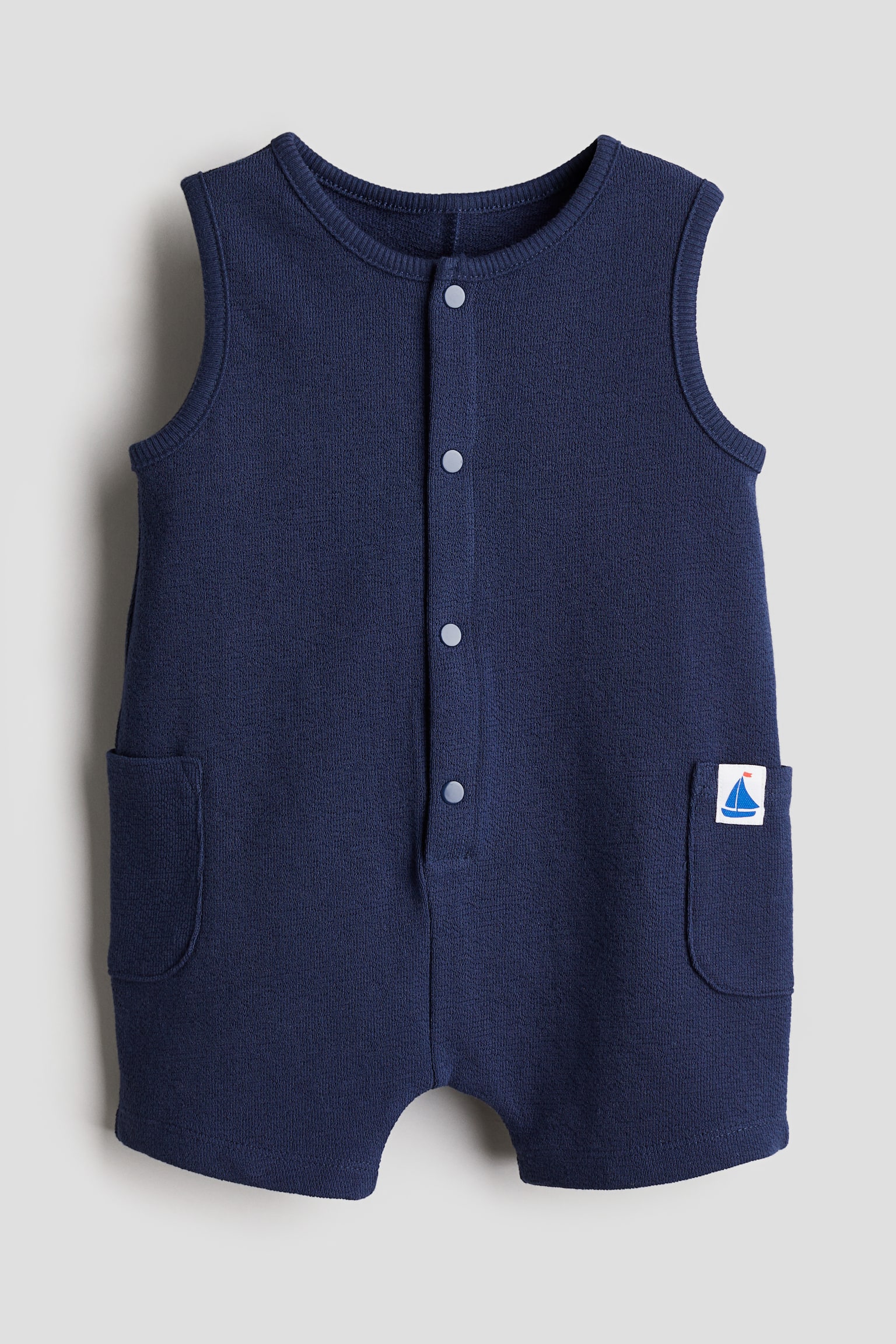 Sleeveless romper suit - Navy blue/Light beige/Palm trees - 1