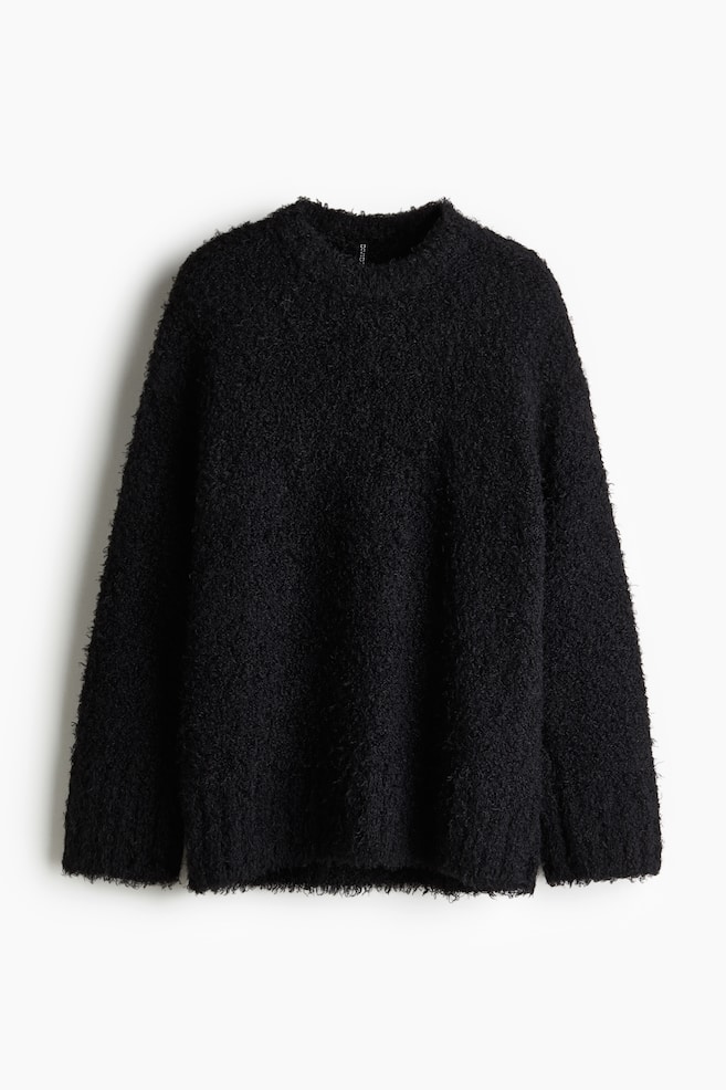 Puszysty sweter - Czarny/Kremowy - 1