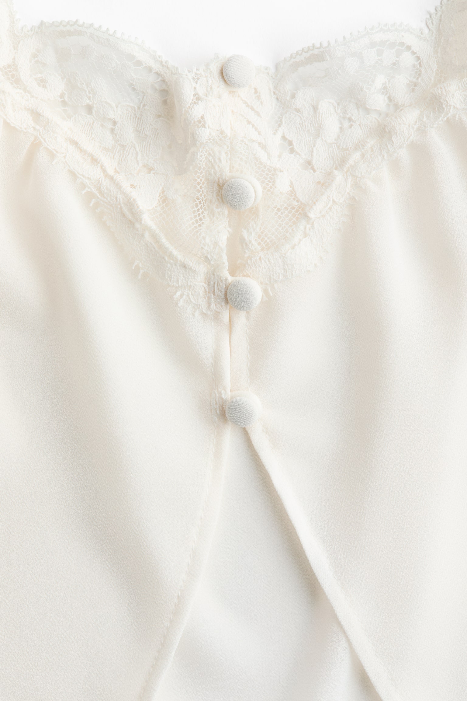 טופ עם עיטור תחרה - לבן/חום כהה - 5